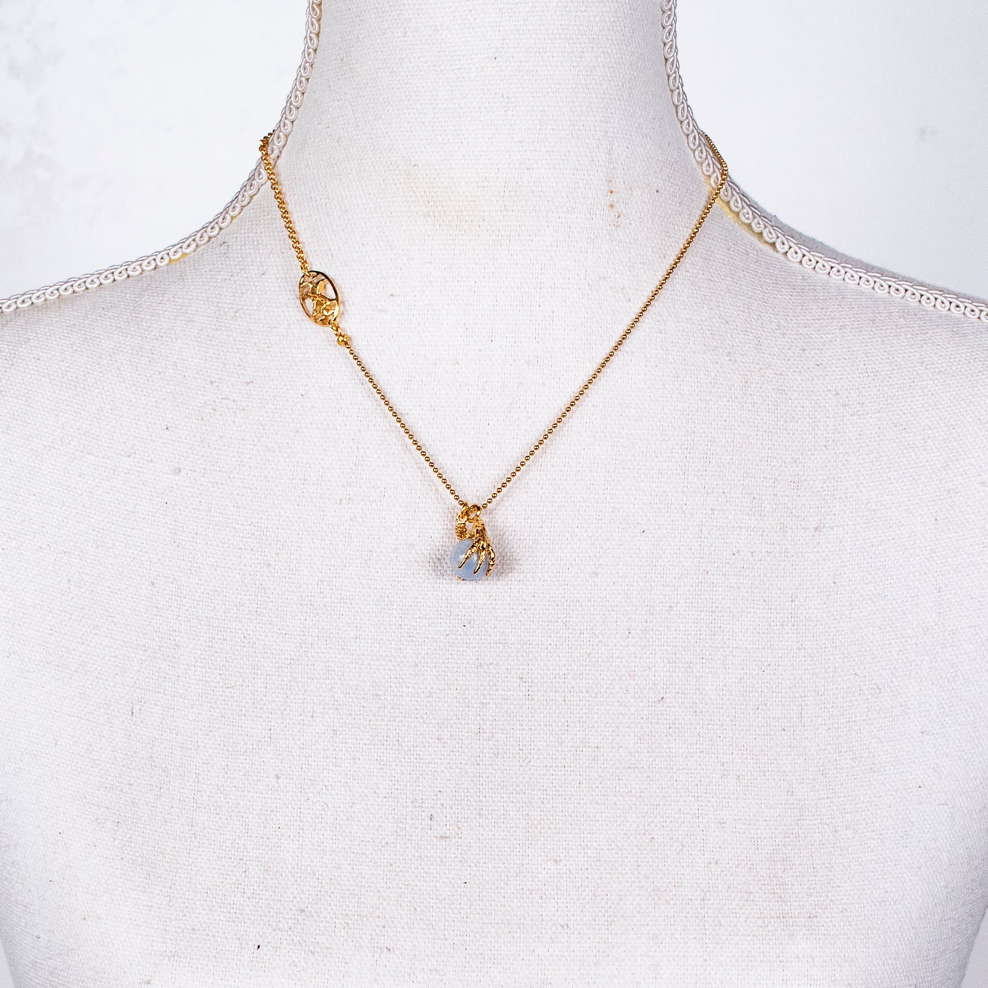 Blue Claw Charm Necklace – Gold Plated – Gem Kingdom
