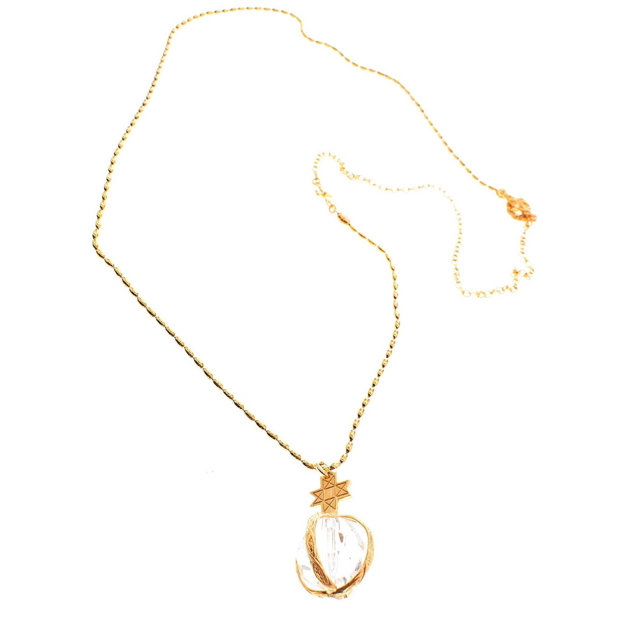 Crystal Star Orb Necklace – Gold Plated – Gem Kingdom