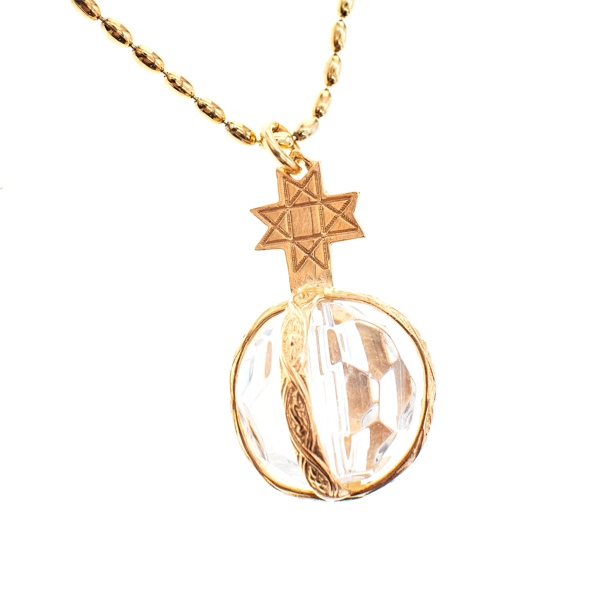 Crystal Star Orb Necklace – Gold Plated – Gem Kingdom