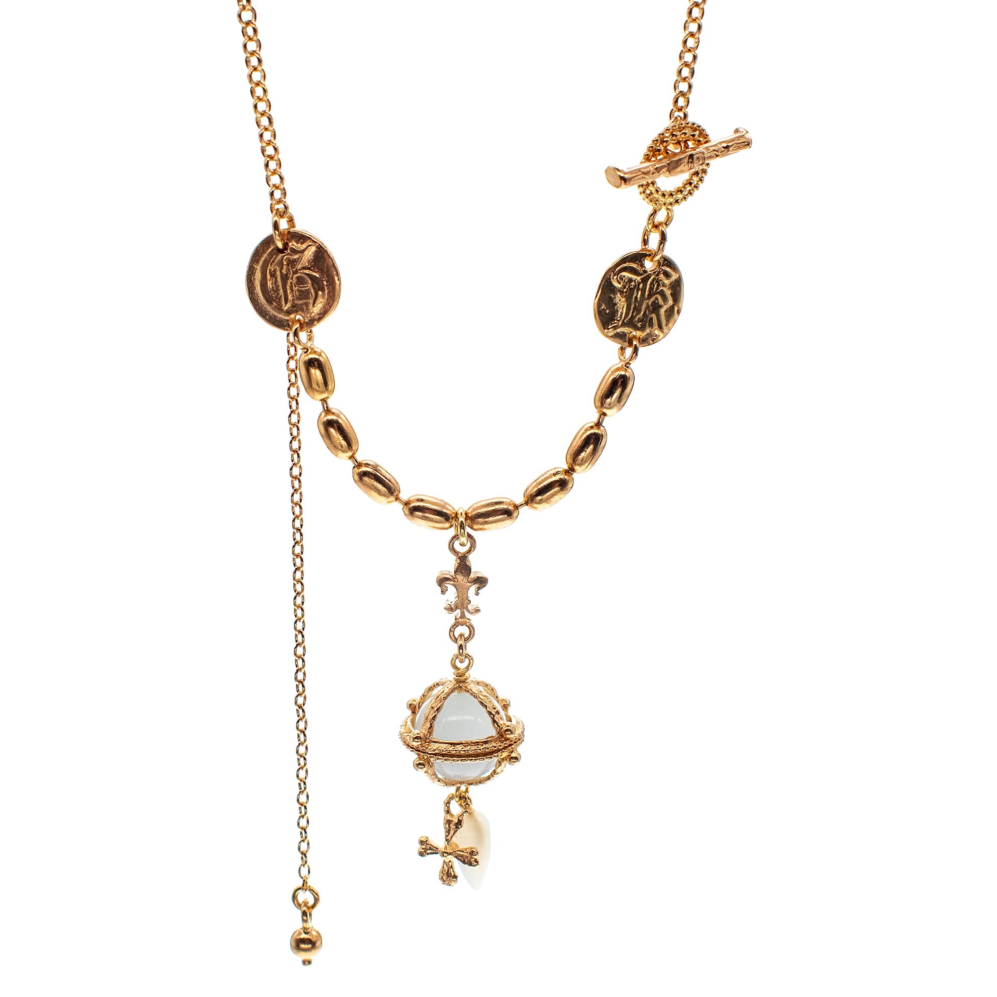 White Royal Orb Necklace – Gold Plated – Gem Kingdom