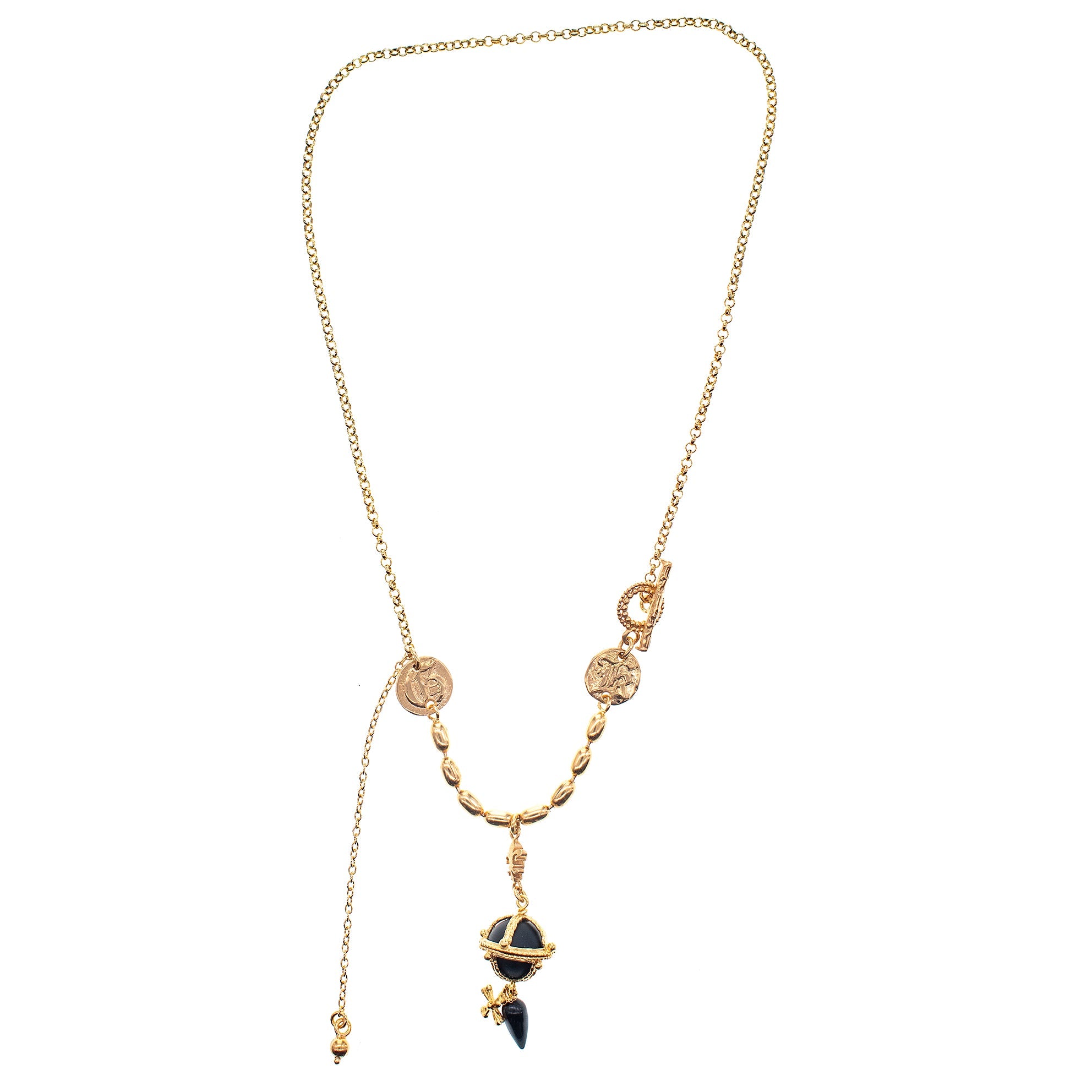 Black Royal Orb Necklace – Gold Plated – Gem Kingdom