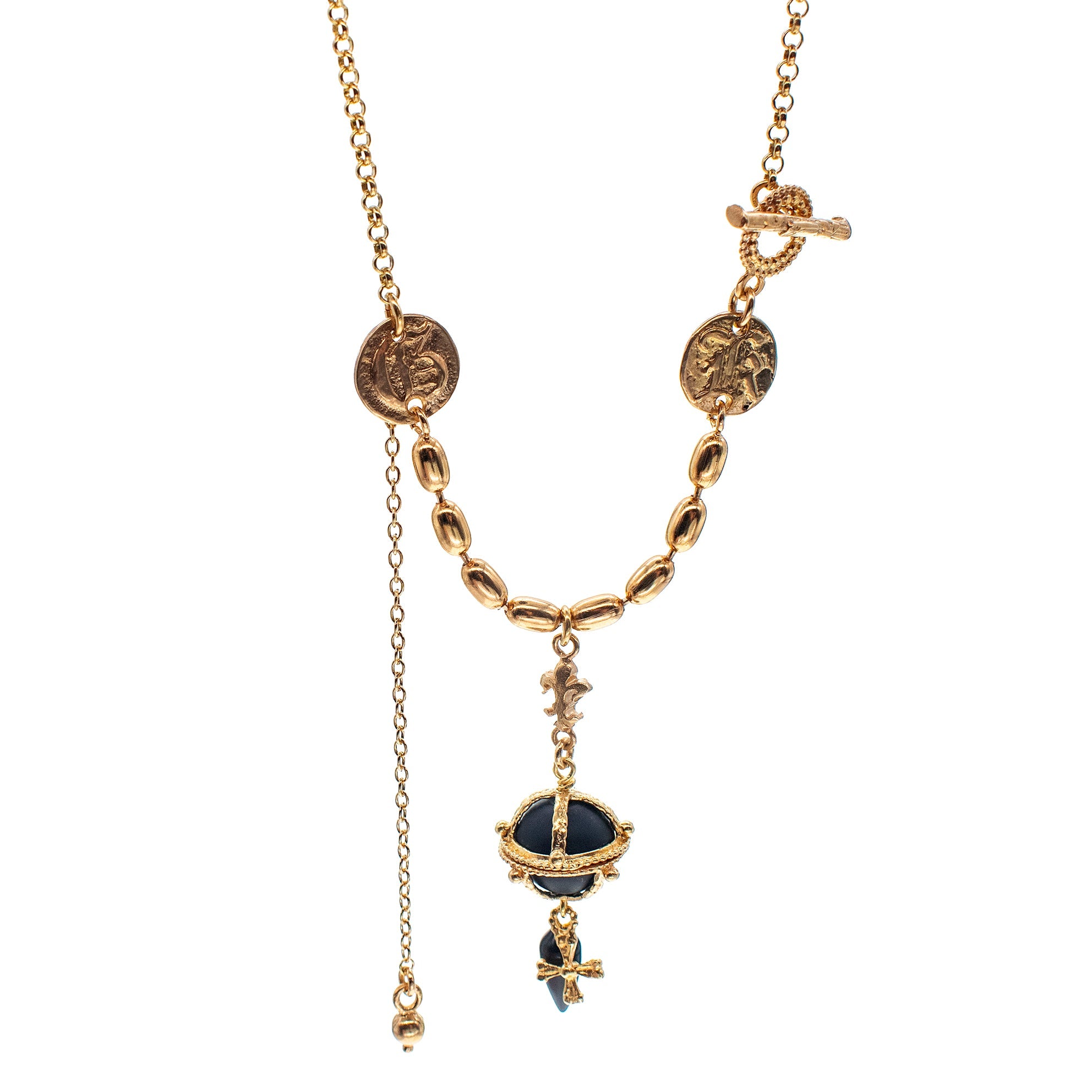 Black Royal Orb Necklace – Gold Plated – Gem Kingdom