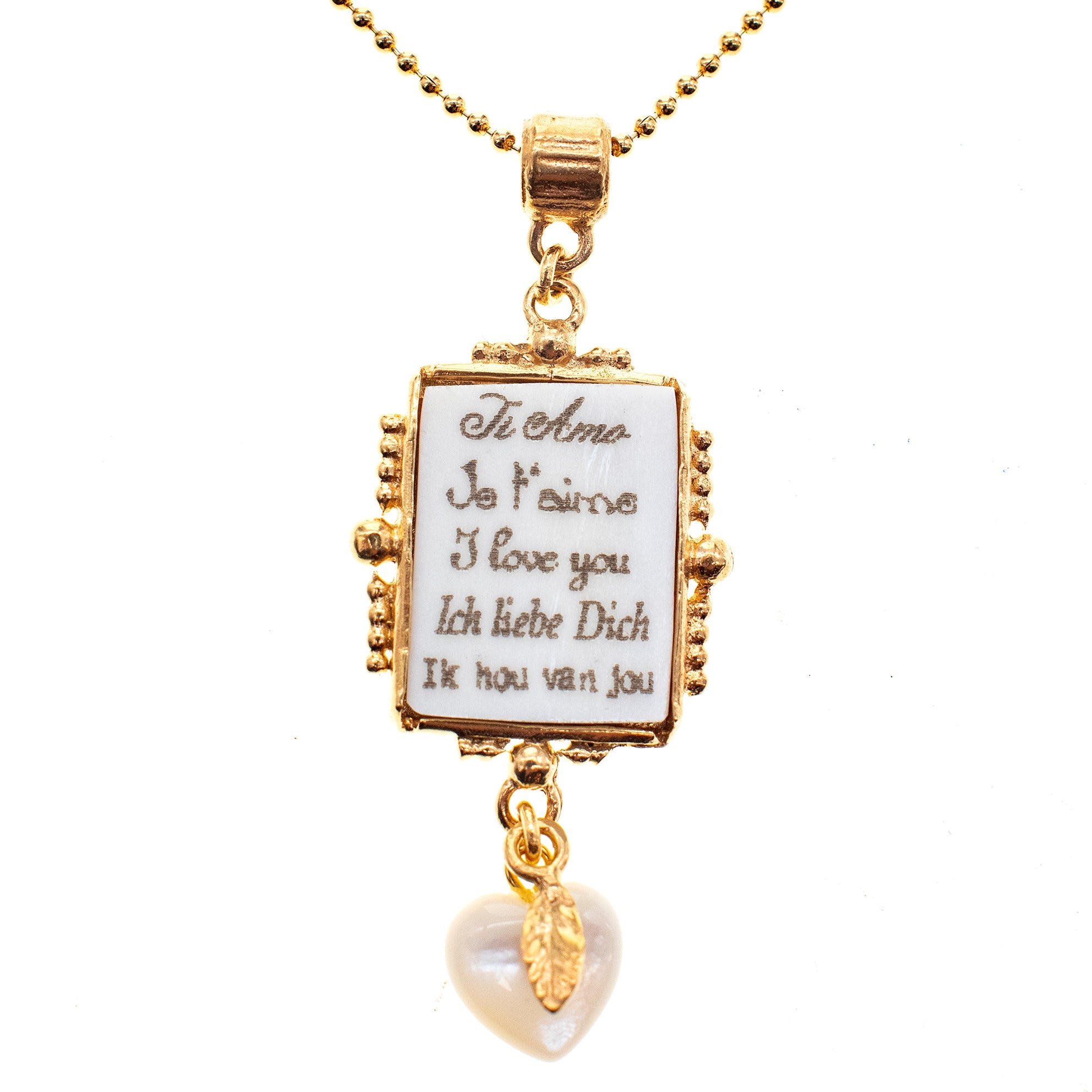 White Love Letter Necklace – Gold Plated – Gem Kingdom