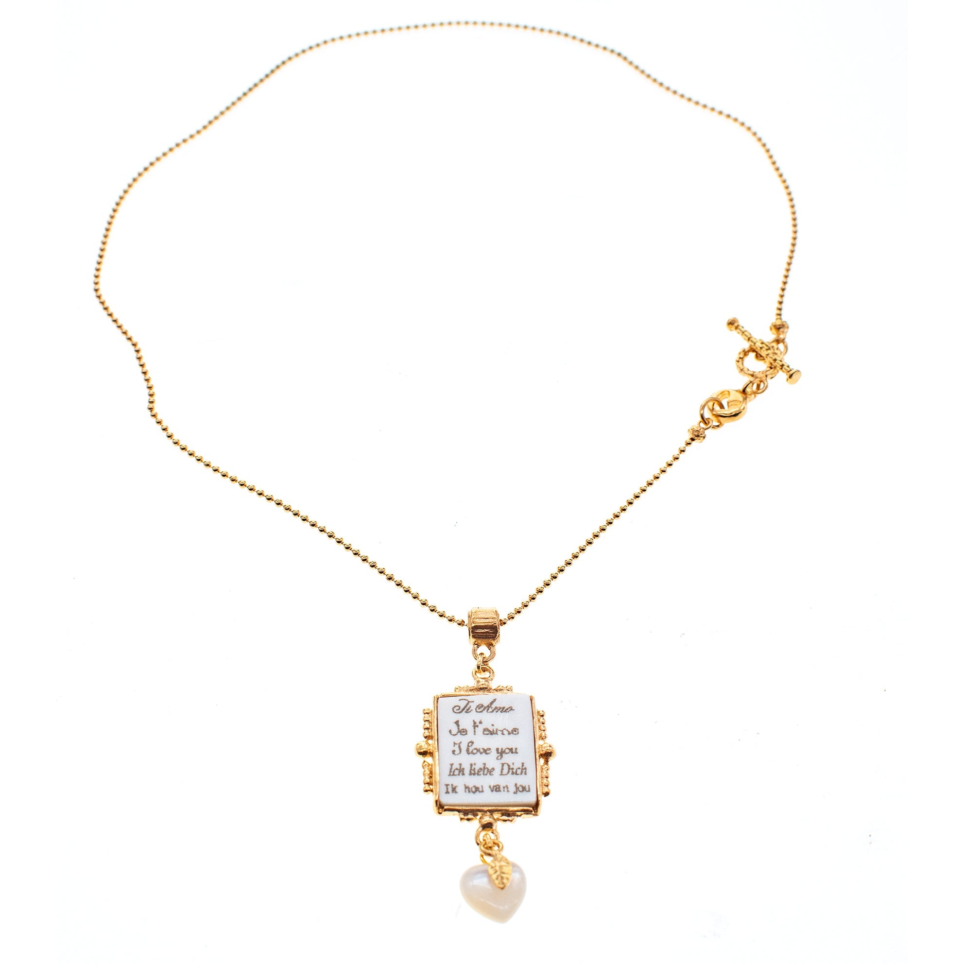 White Love Letter Necklace – Gold Plated – Gem Kingdom