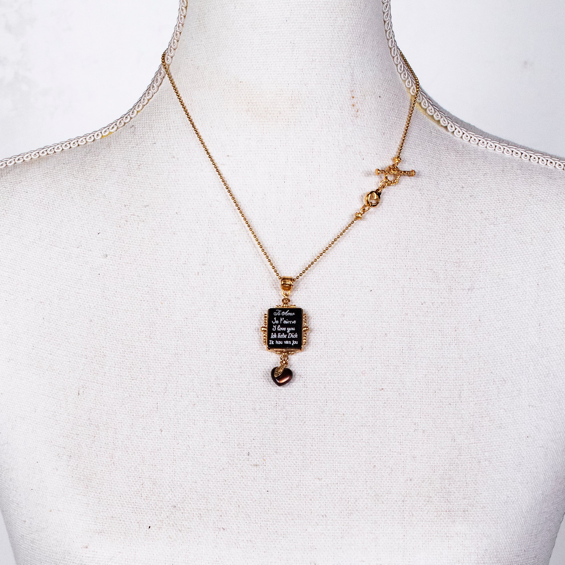 Black Love Letter Necklace – Gold Plated – Gem Kingdom