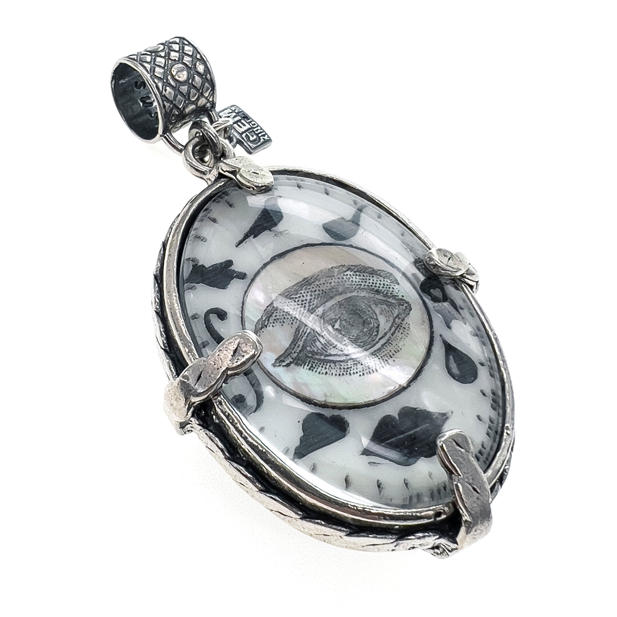 Surrealist Eye & Onyx Pendant – Sterling Silver – Gem Kingdom