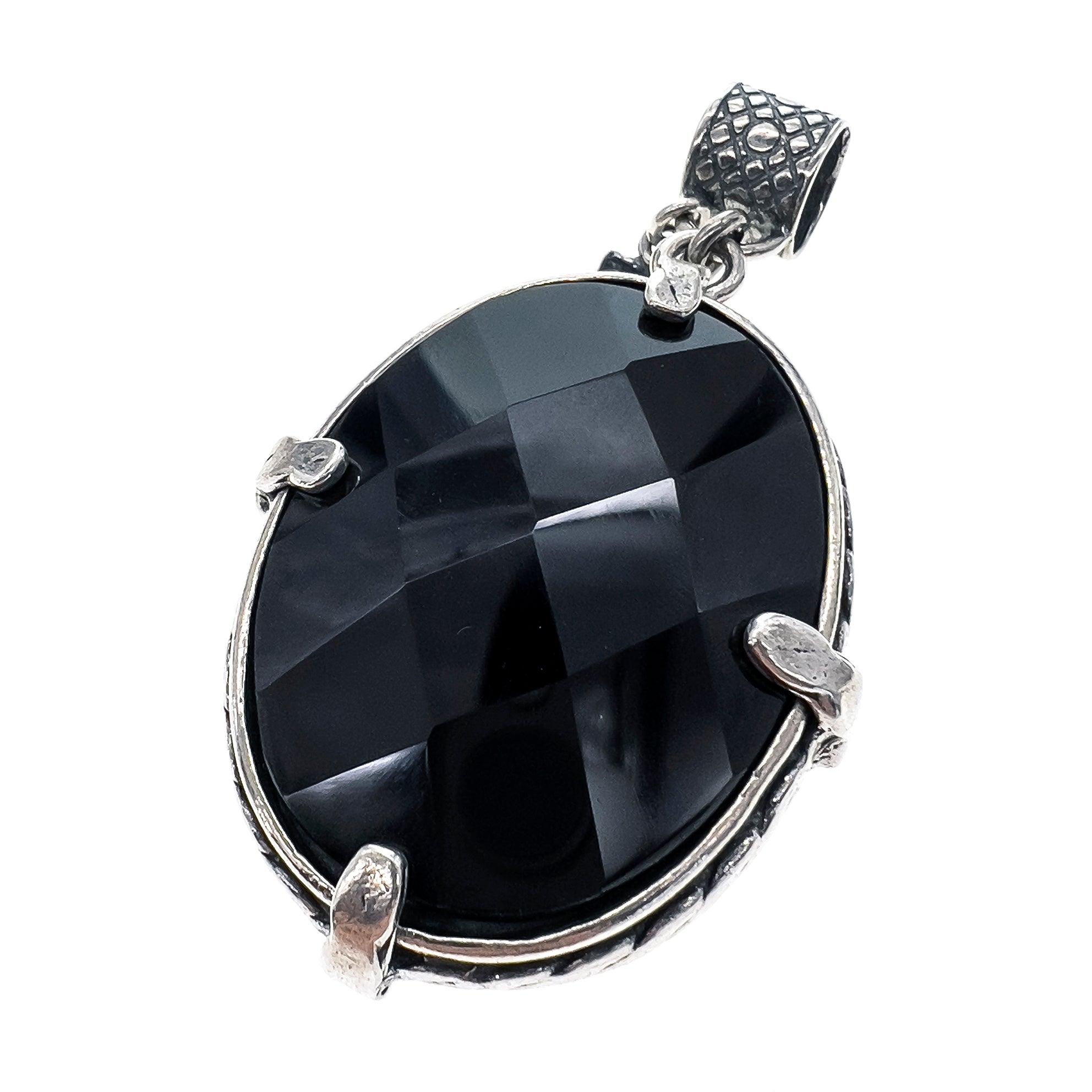Surrealist Eye & Onyx Pendant – Sterling Silver – Gem Kingdom
