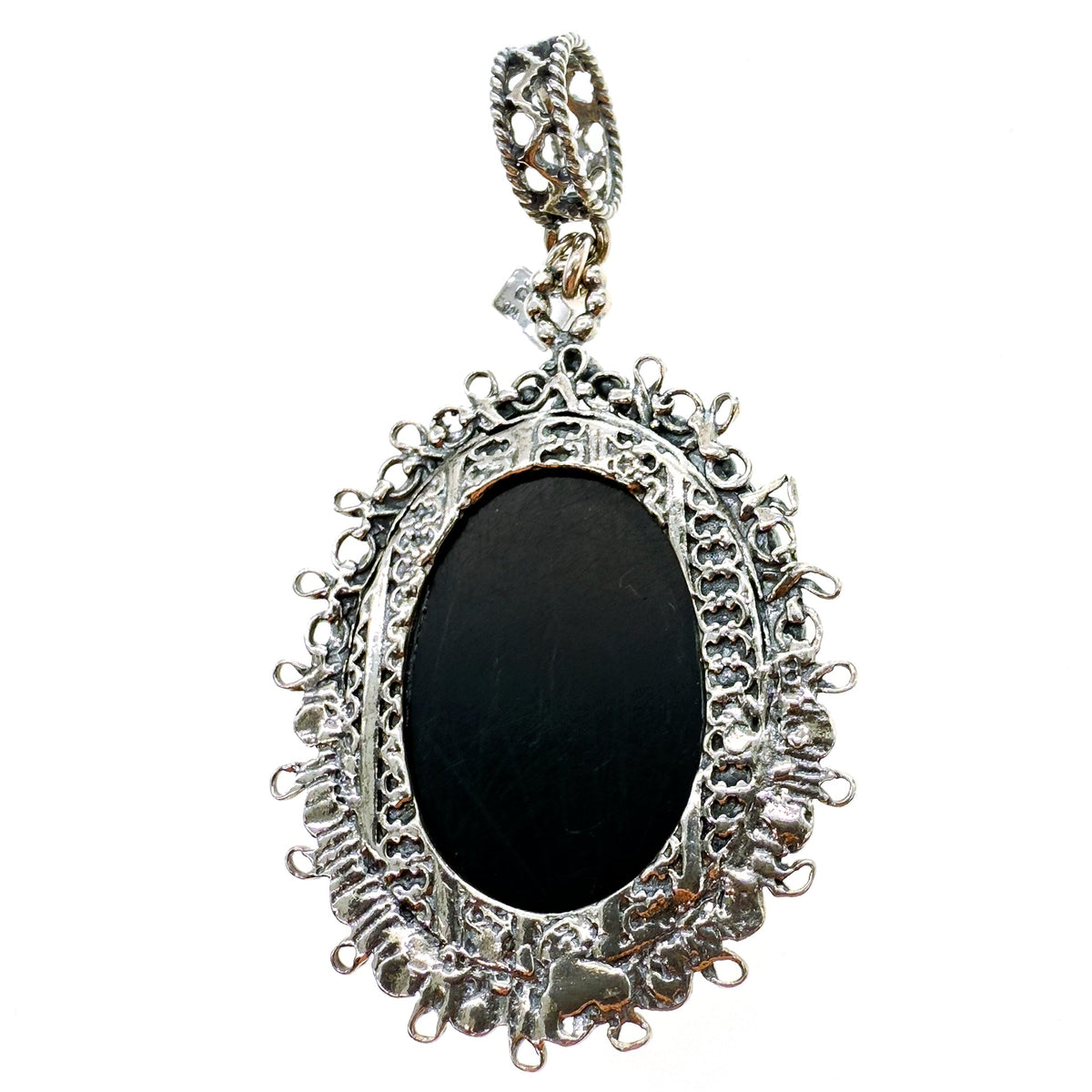 Black Cameo Pendant – Sterling Silver – Gem Kingdom