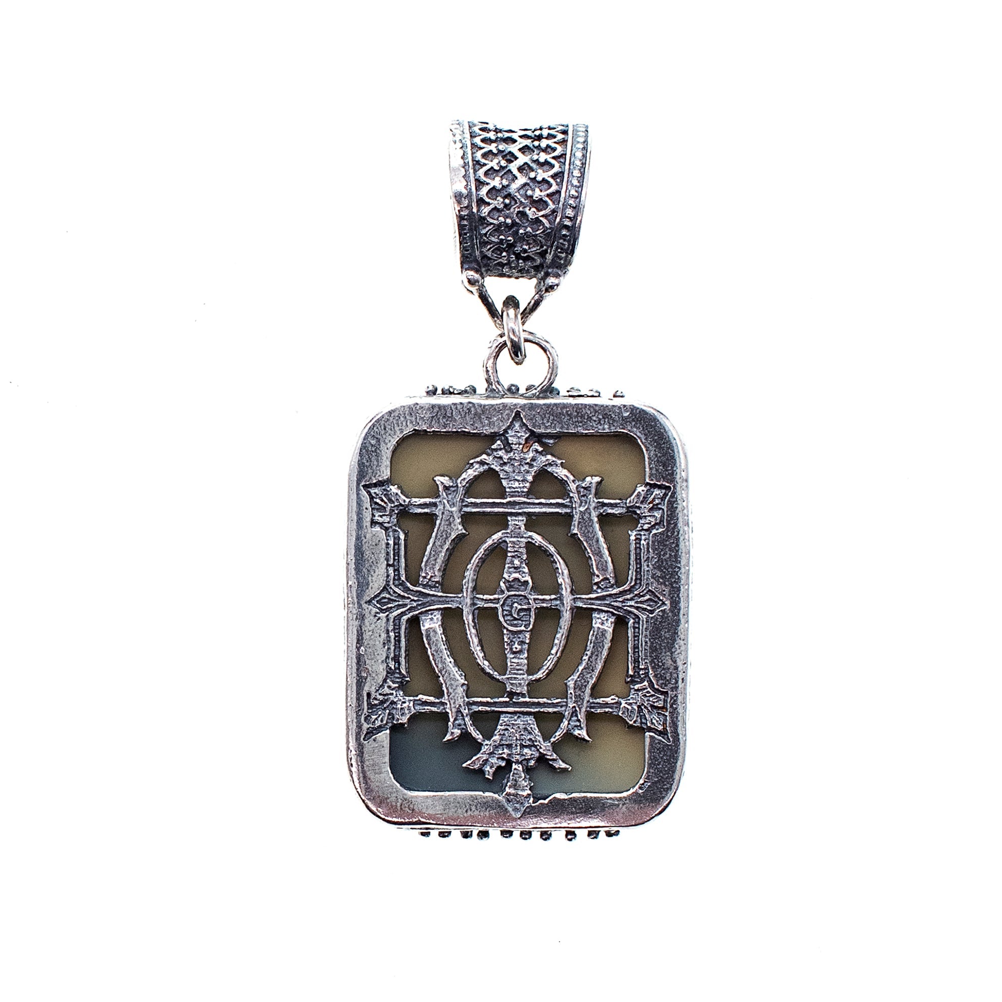 Green Vintage Glass Cameo Pendant – Sterling Silver – Gem Kingdom