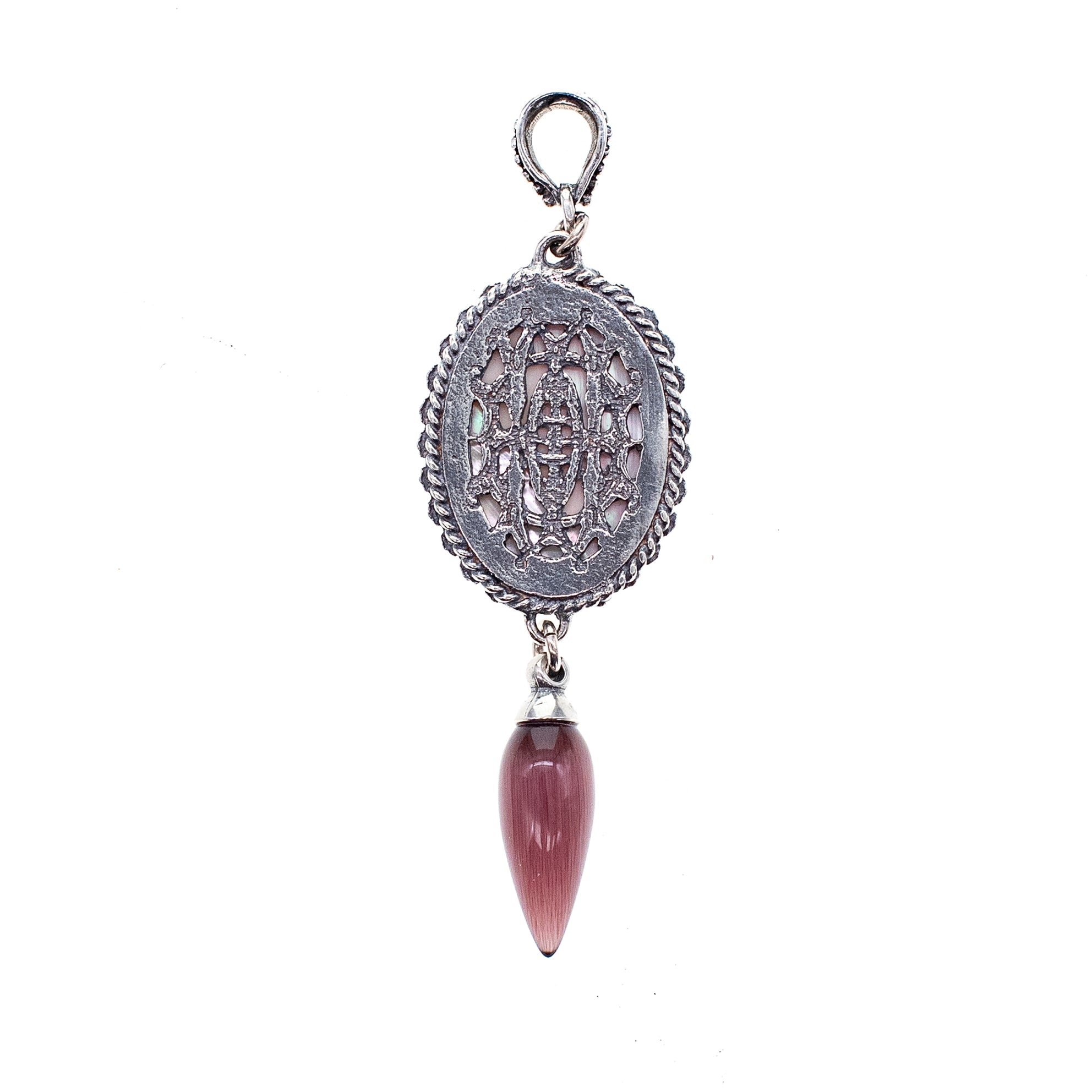 Mauve Pink Vintage Cameo Pendant – Sterling Silver – Gem Kingdom