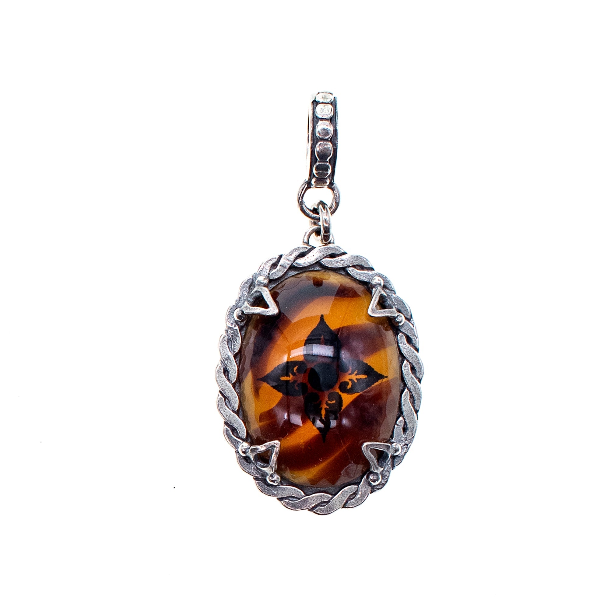 Amber Floral Pendant – Sterling Silver – Gem Kingdom