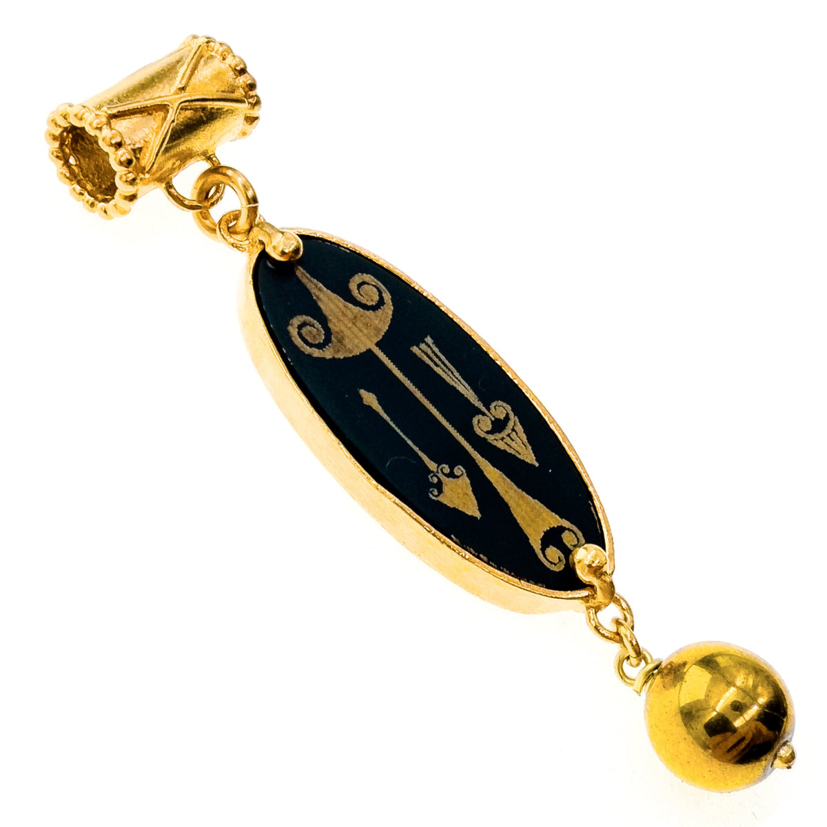 Arrow Pendant Black – Gold Plated – Gem Kingdom