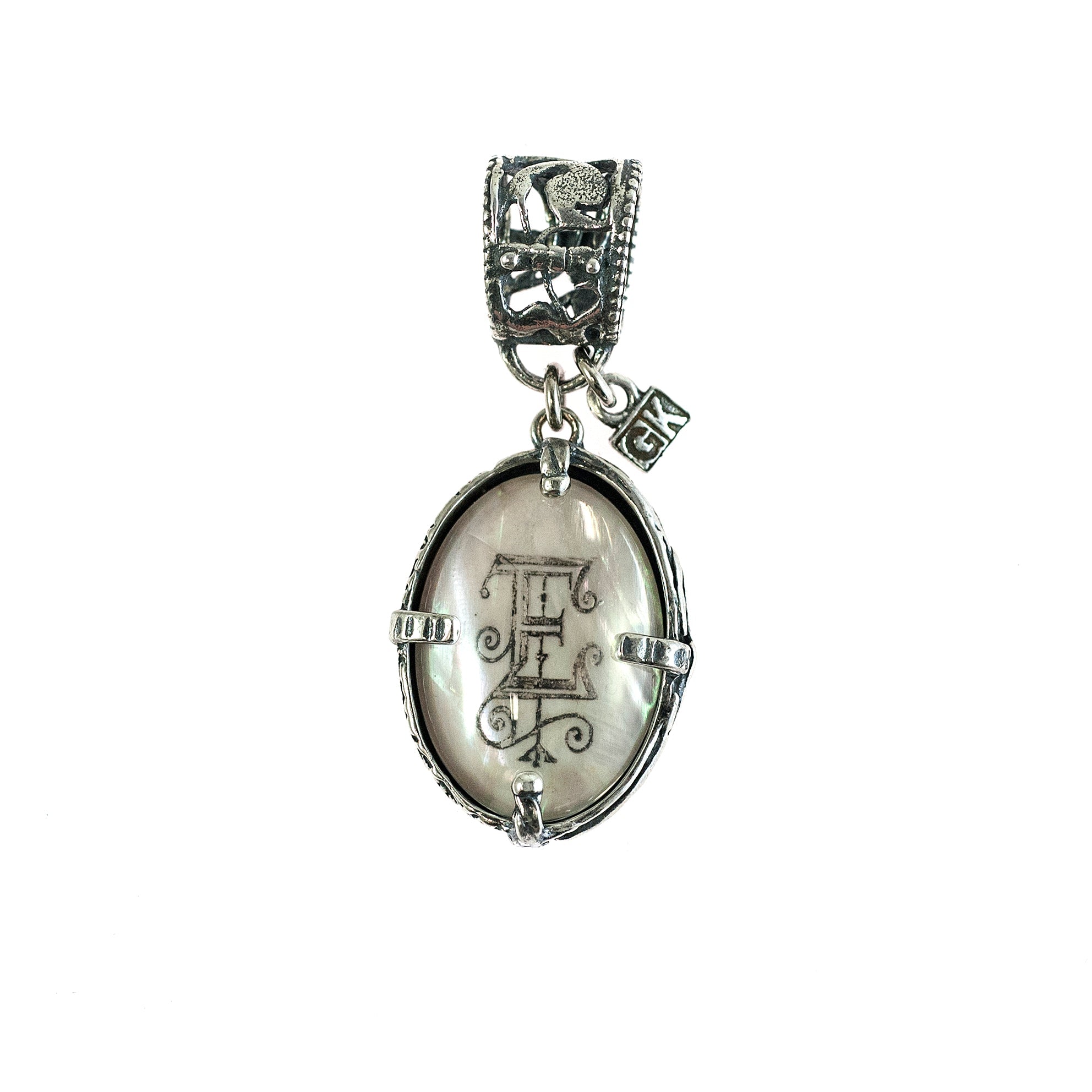 Sterling Silver Mother Of Pearl Monogram Necklace – Sterling Silver – Gem Kingdom