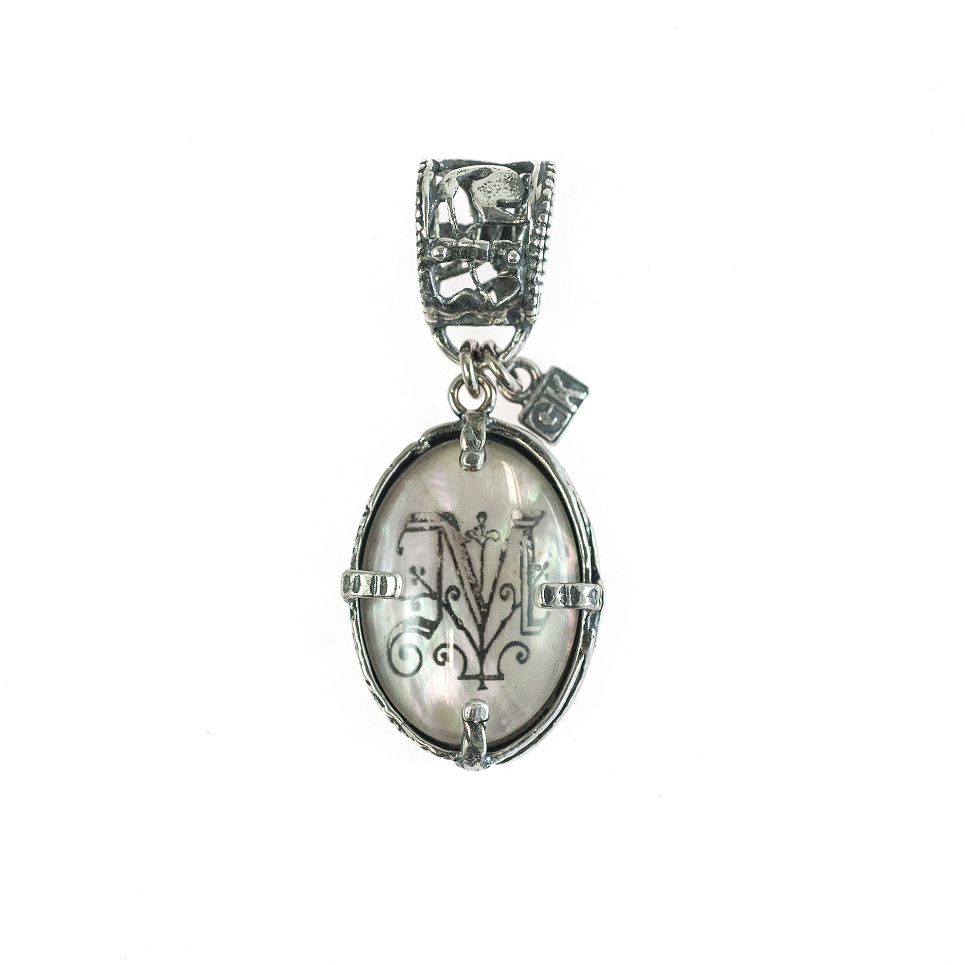 Sterling Silver Mother Of Pearl Monogram Necklace – Sterling Silver – Gem Kingdom