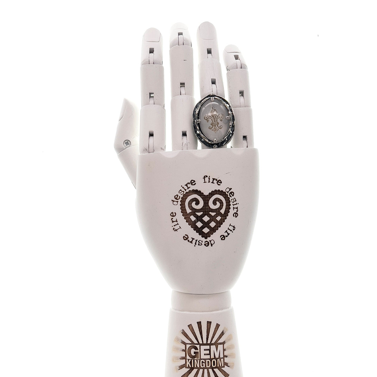 White Fleur-De-Lis Ring – Sterling Silver – Gem Kingdom