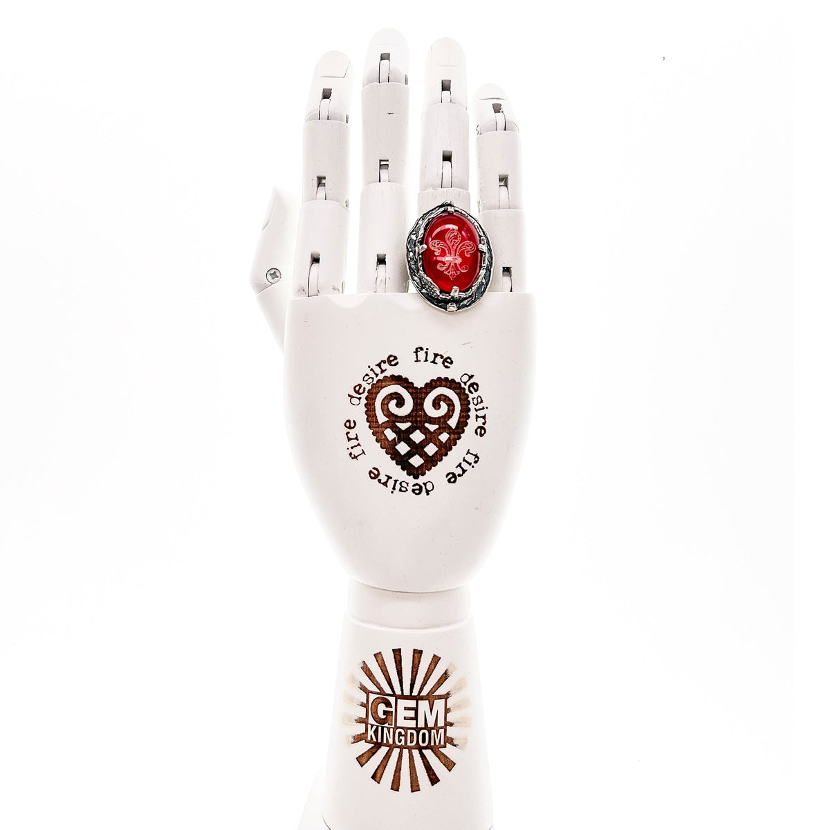 Red Fleur-De-Lis Ring – Sterling Silver – Gem Kingdom