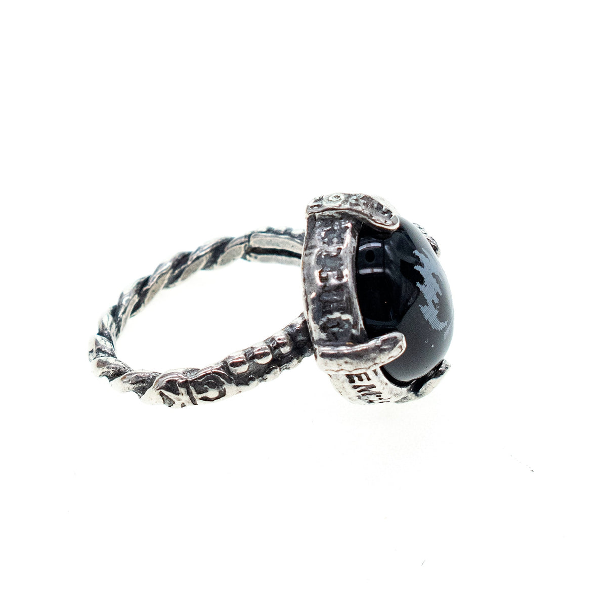 Vlam Ring Zwart – Sterling Zilver – Gem Kingdom