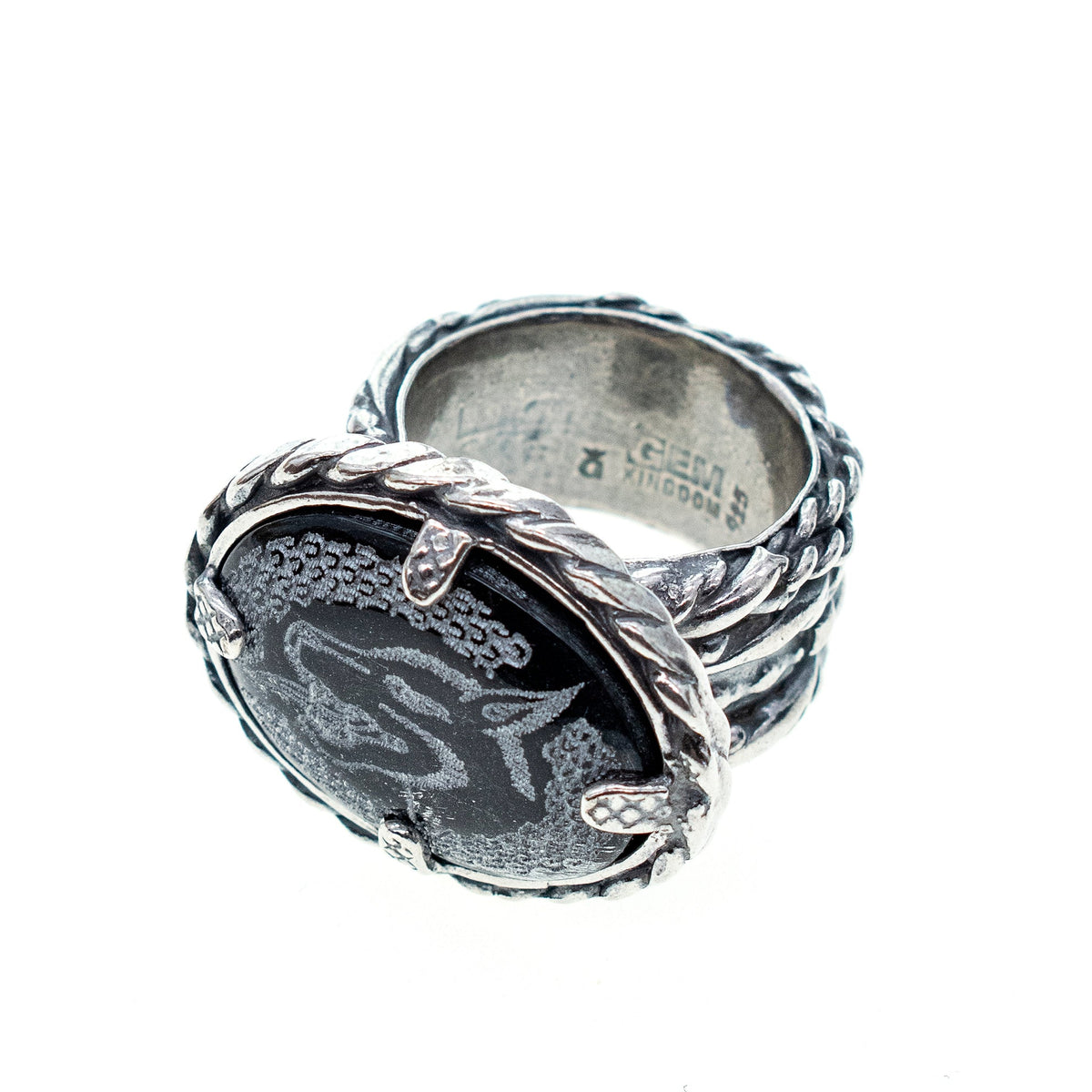 Wolf Ring Zwart – Sterling Zilver – Gem Kingdom