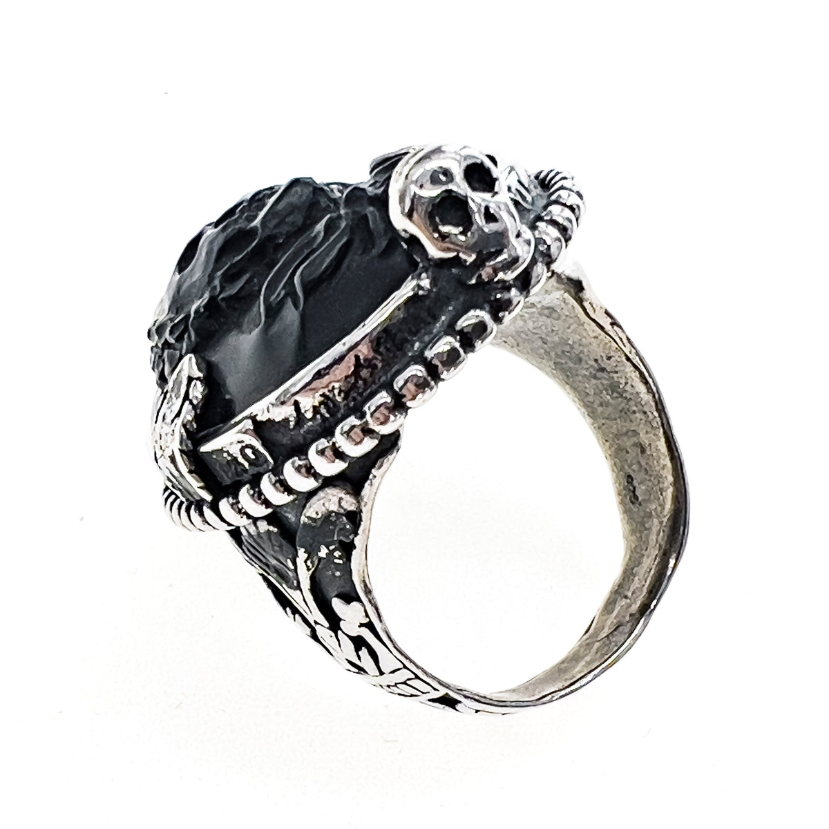 Camee Ring Zwart – Sterling Zilver – Gem Kingdom