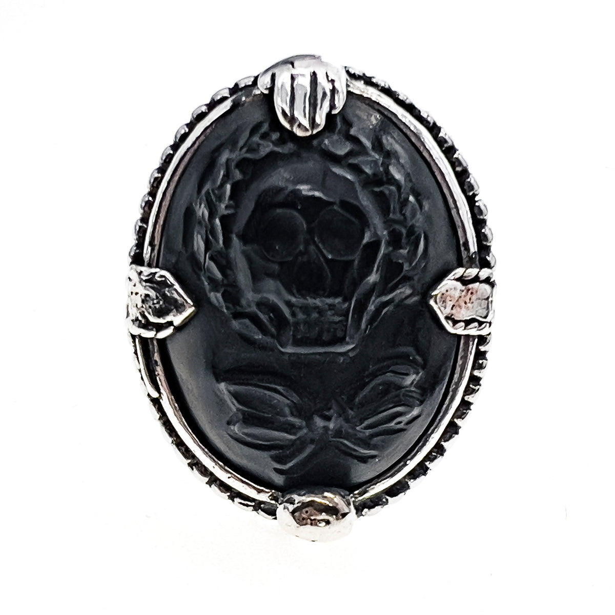 Camee Ring Zwart – Sterling Zilver – Gem Kingdom