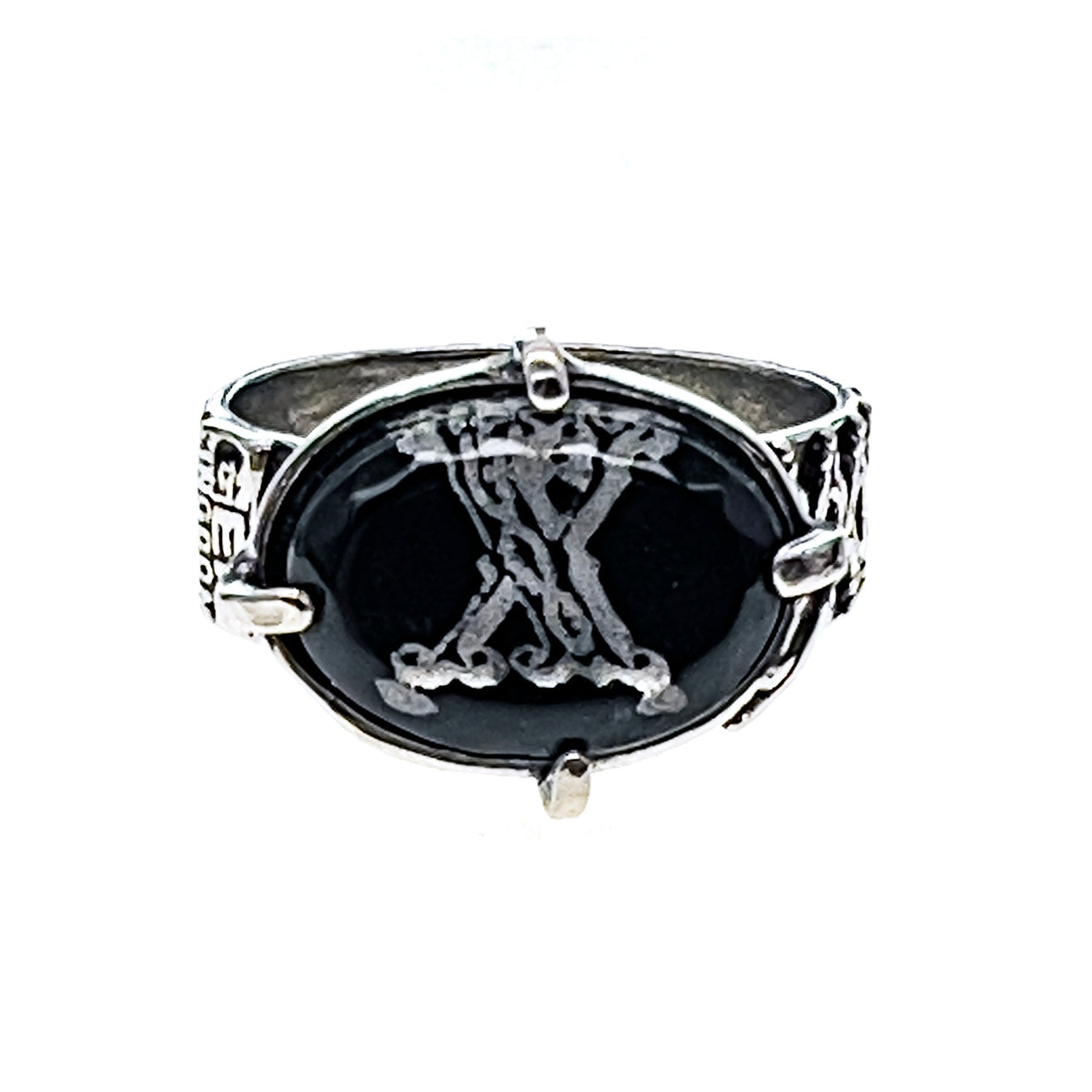 Intaglio Ring Zwart – Sterling Zilver – Gem Kingdom
