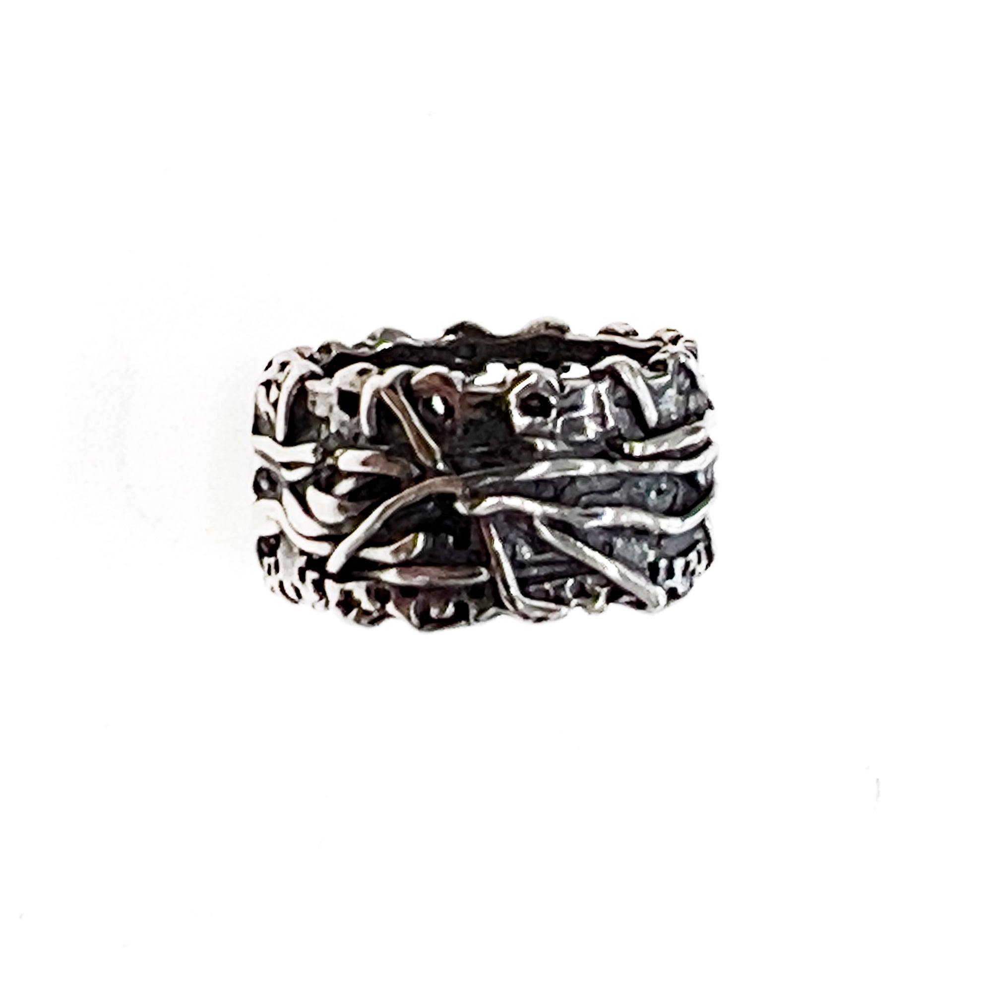 Rebel Rebel Textured Band Ring – Sterling Silver – Gem Kingdom