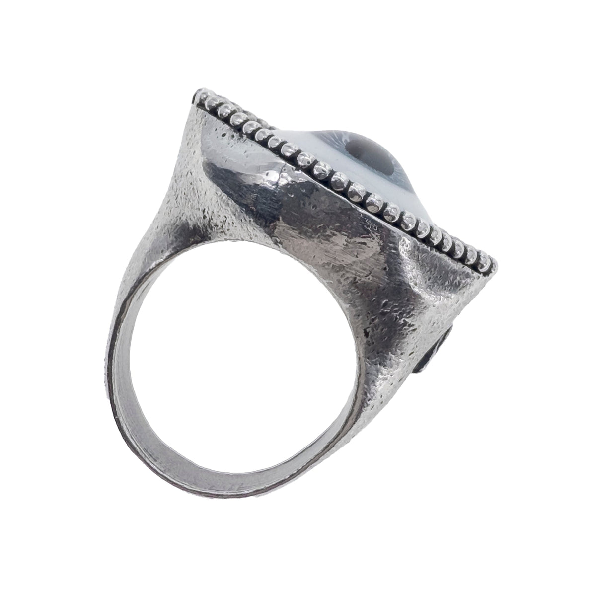 Medium Blue Eye Love You Ring – Sterling Silver – Gem Kingdom