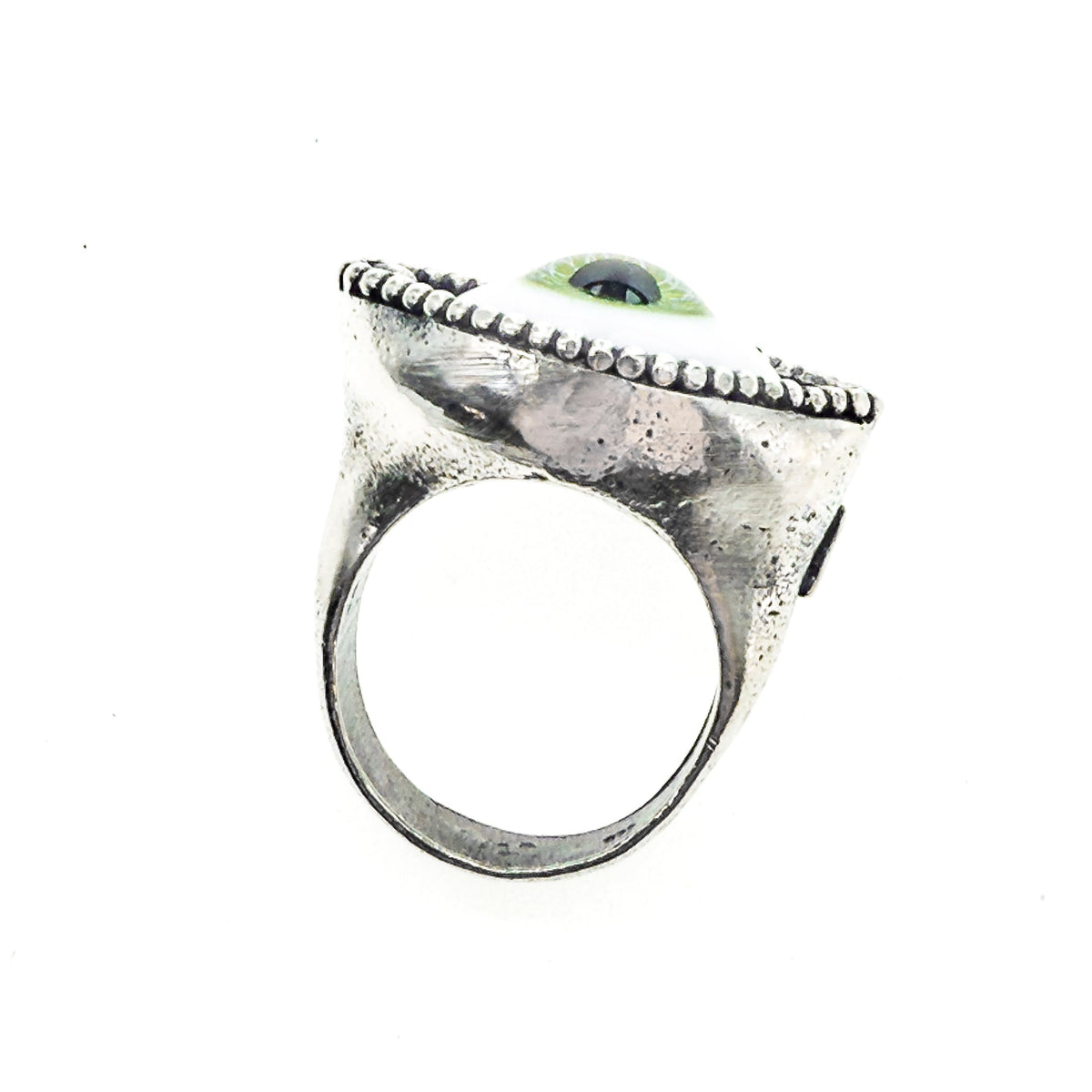 Medium Green Eye Love You Ring – Sterling Silver – Gem Kingdom