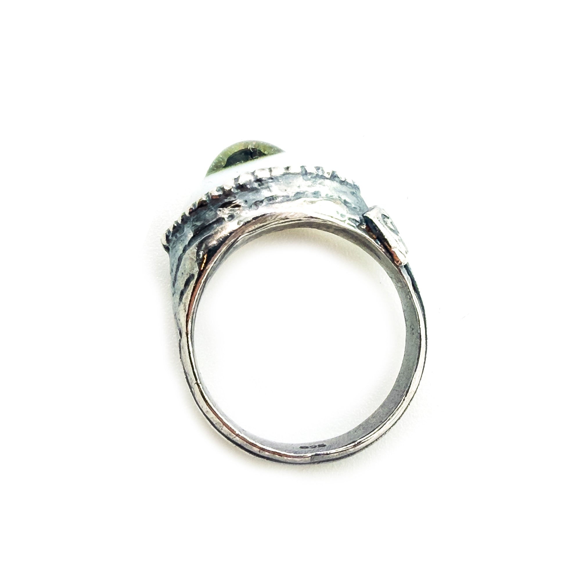 Small Green Eye Love You Ring – Sterling Silver – Gem Kingdom