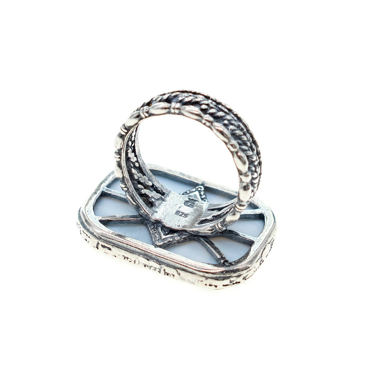 Ruitmotief Ring Zwart-Wit – Sterling Zilver – Gem Kingdom
