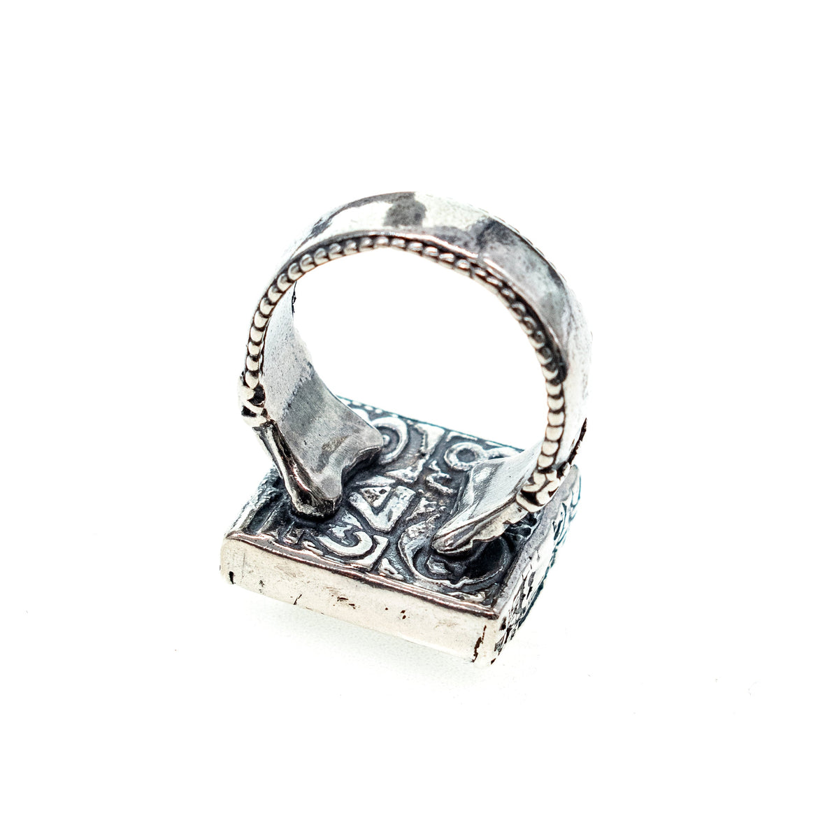 Vierkante Ring Zwart-Wit – Sterling Zilver – Gem Kingdom