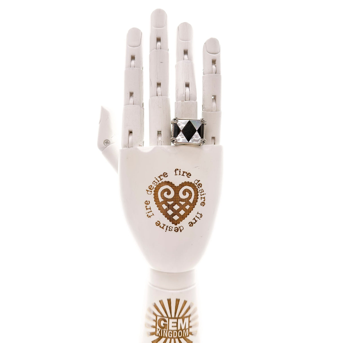 Black And White Harlequin Ring – Sterling Silver – Gem Kingdom