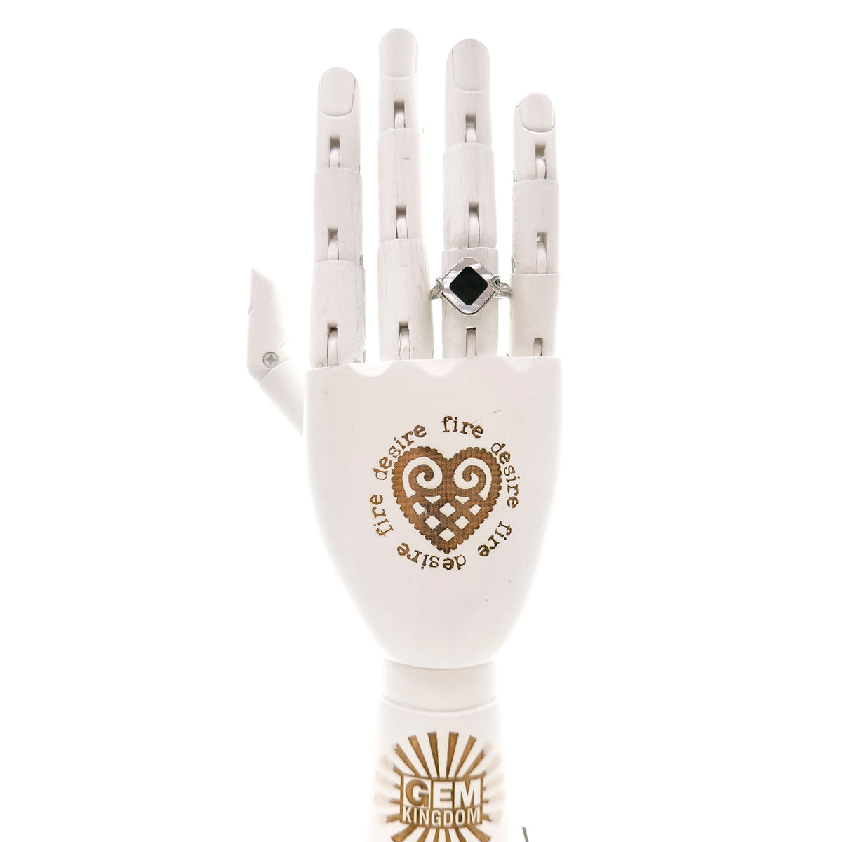 Zwart-Witte Ruitvormige Ring – Sterling Zilver – Gem Kingdom