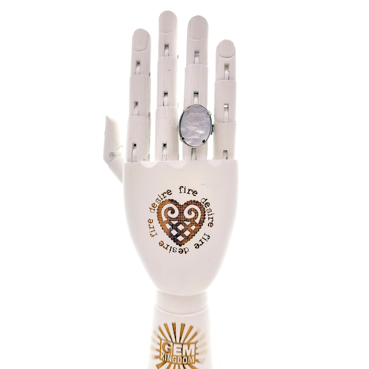 Witte Camee Ring – Sterling Zilver – Gem Kingdom