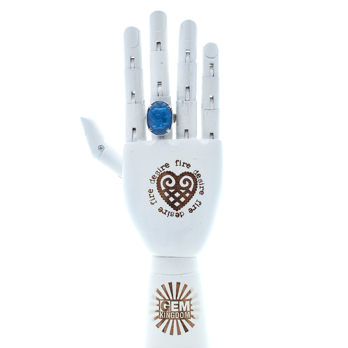 Blauwe Camee Ring – Sterling Zilver – Gem Kingdom
