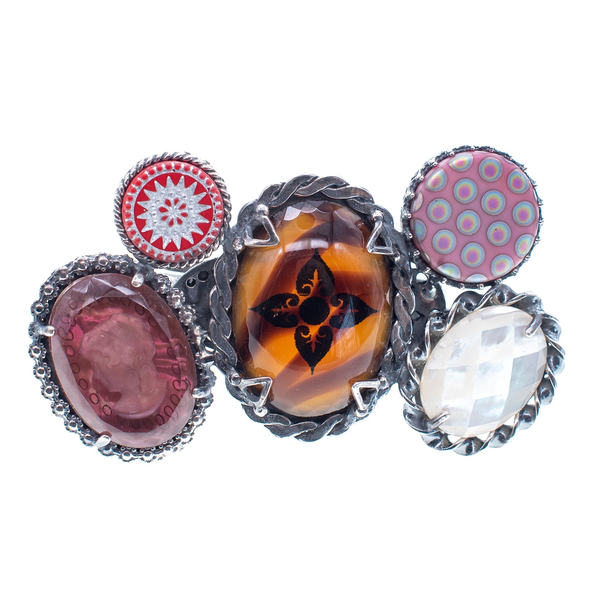 Multi Stone Cluster Ring – Sterling Silver – Gem Kingdom