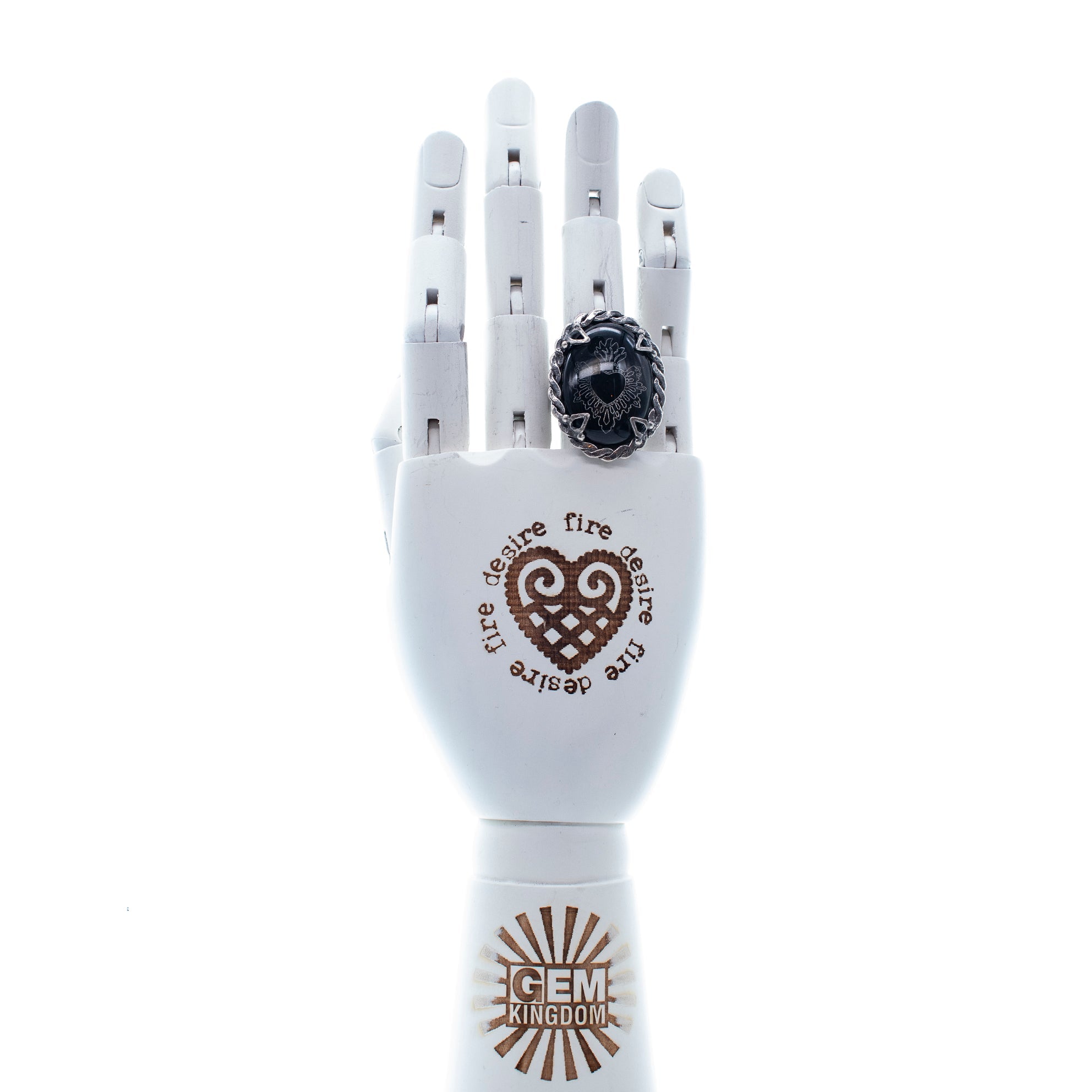 Black Sacred Heart Ring – Sterling Silver – Gem Kingdom