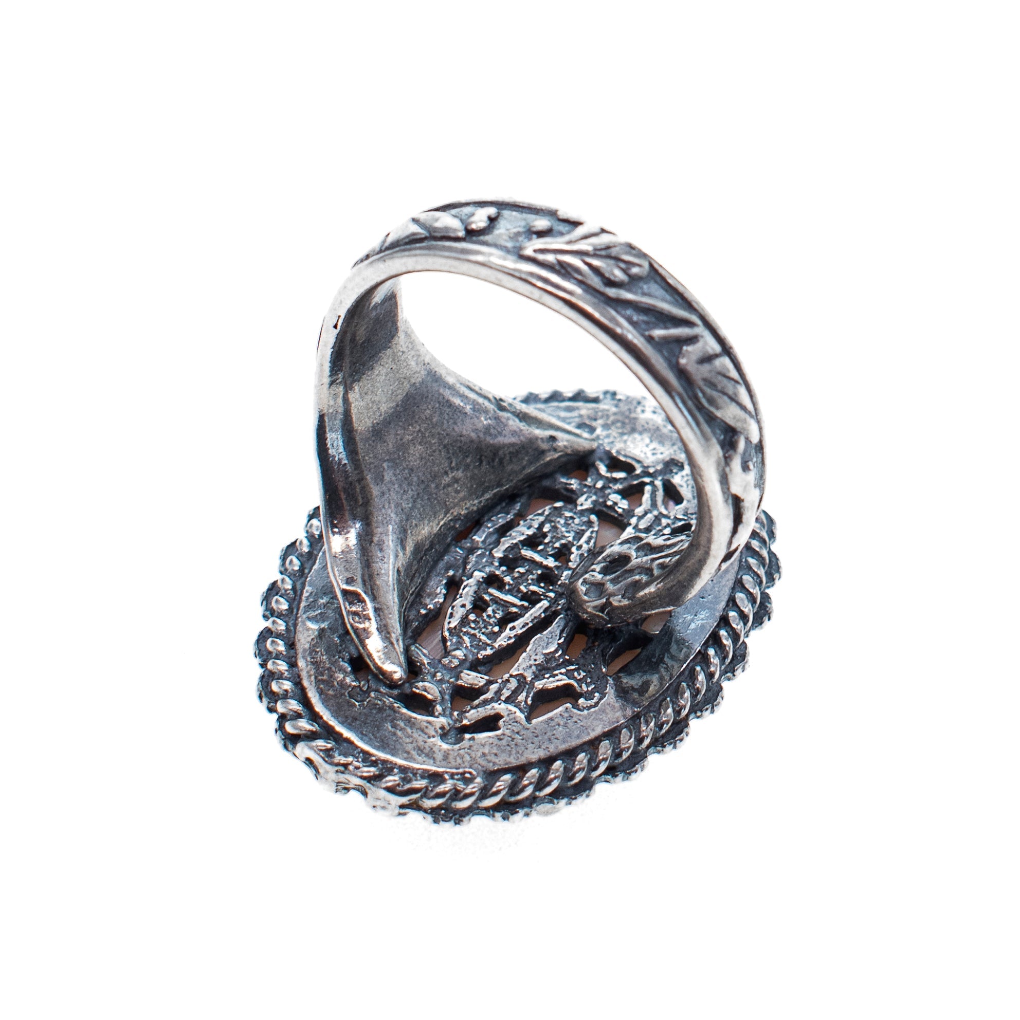 Mauve Pink Cameo Ring – Sterling Silver – Gem Kingdom