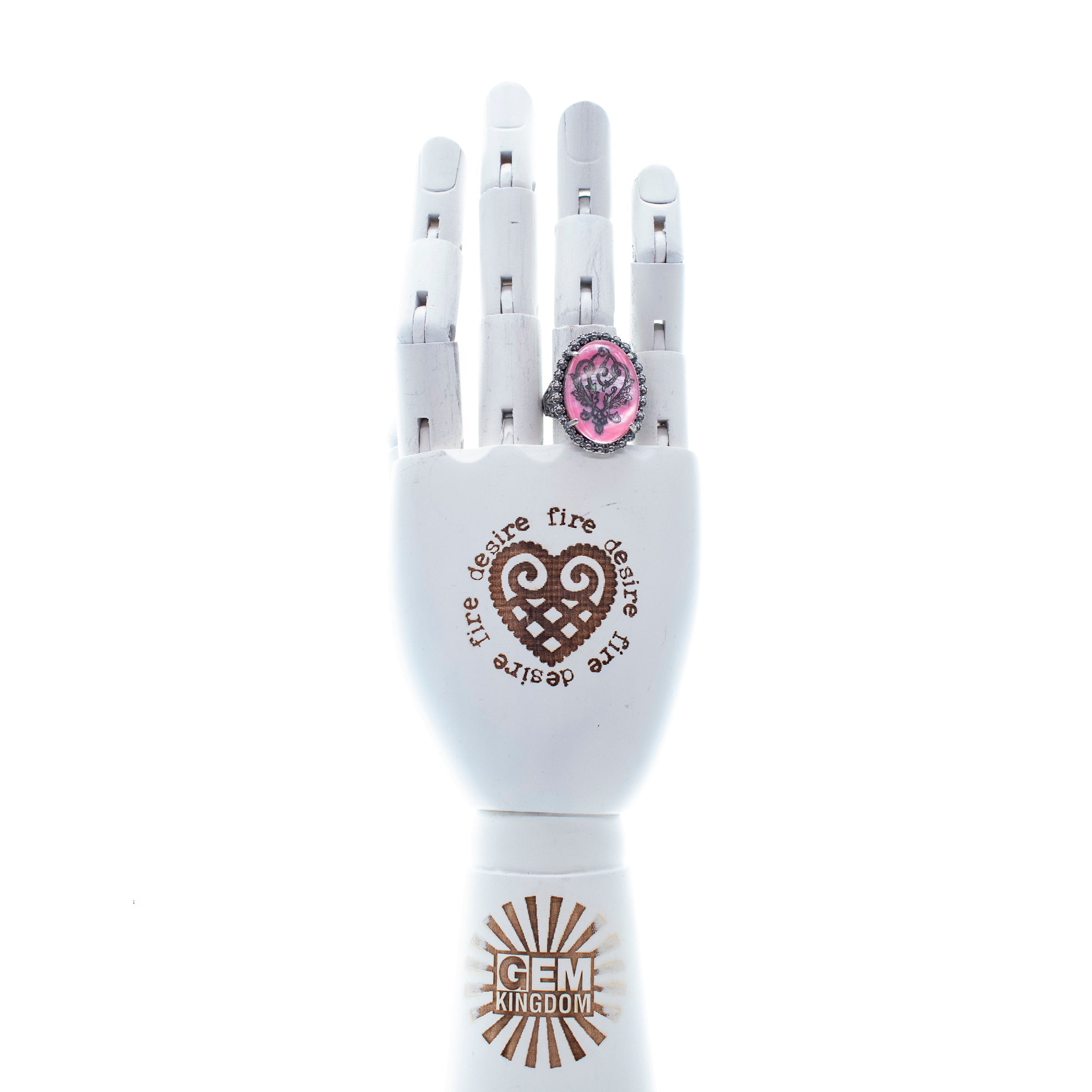 Pink Engraved Mother-Of-Pearl Ring – Sterling Silver – Gem Kingdom