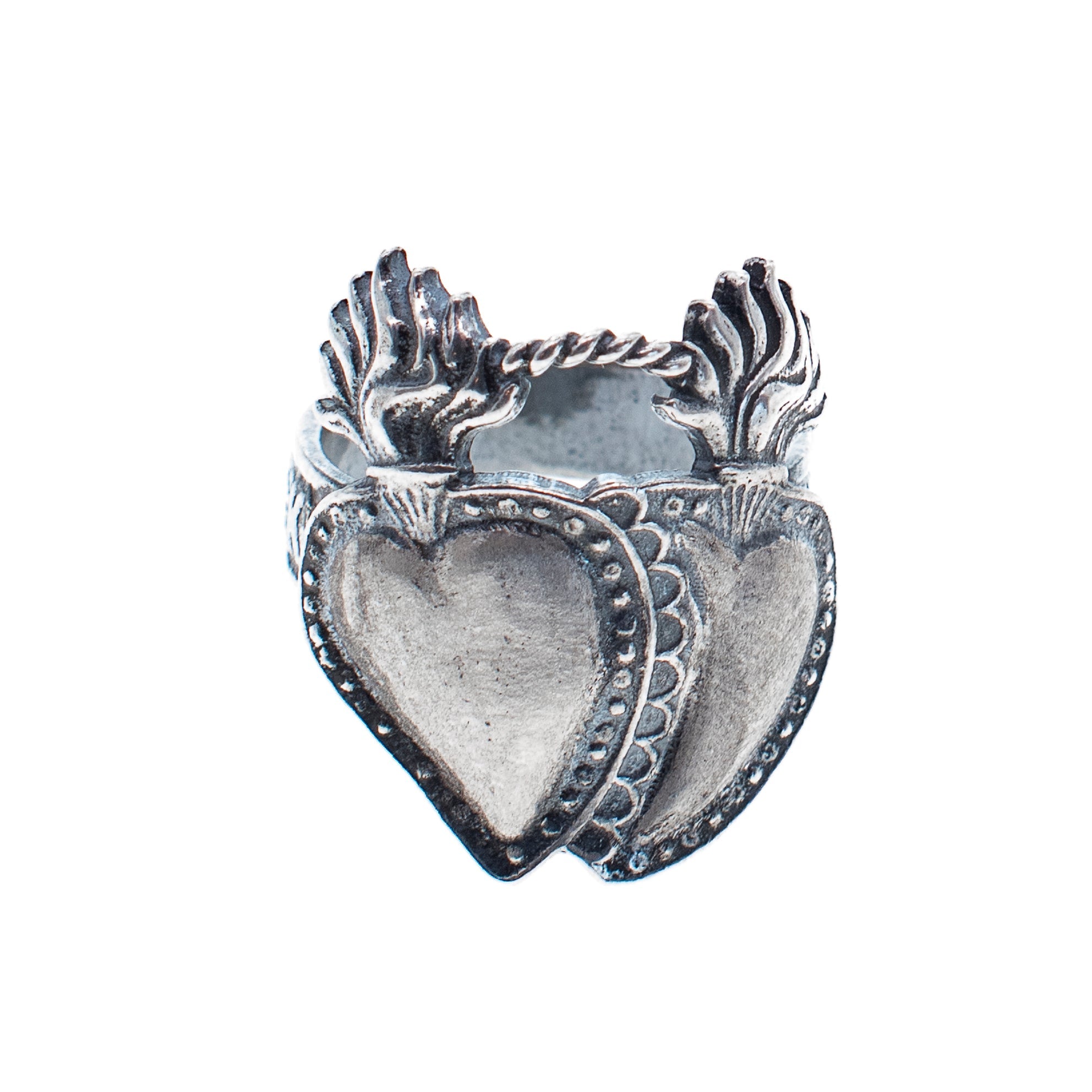 Double Sacred Heart Ring – Sterling Silver – Gem Kingdom