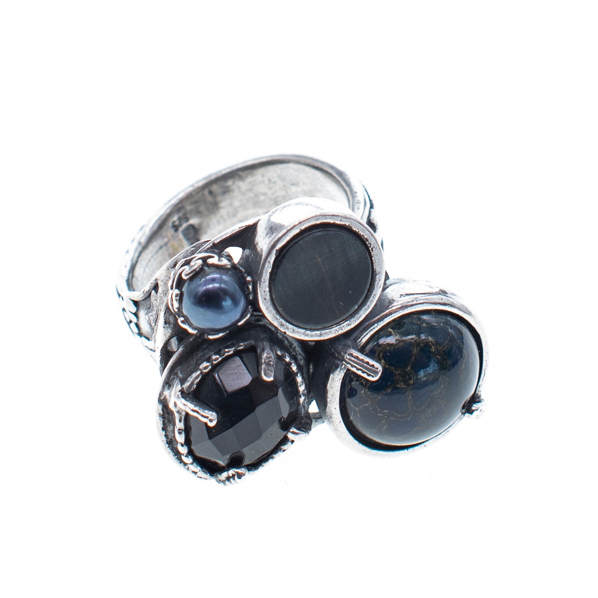 Dark Cluster Ring – Sterling Silver – Gem Kingdom