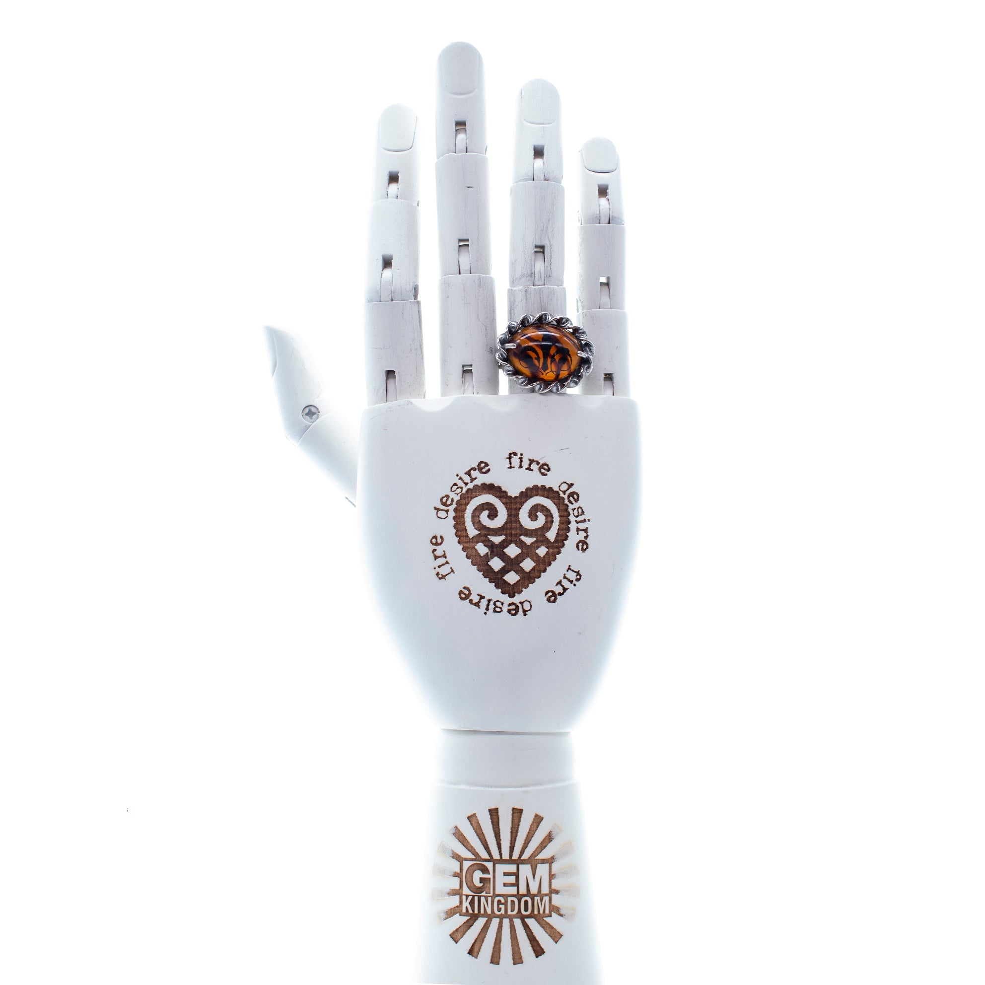 Amber Fleur-De-Lis Ring – Sterling Silver – Gem Kingdom
