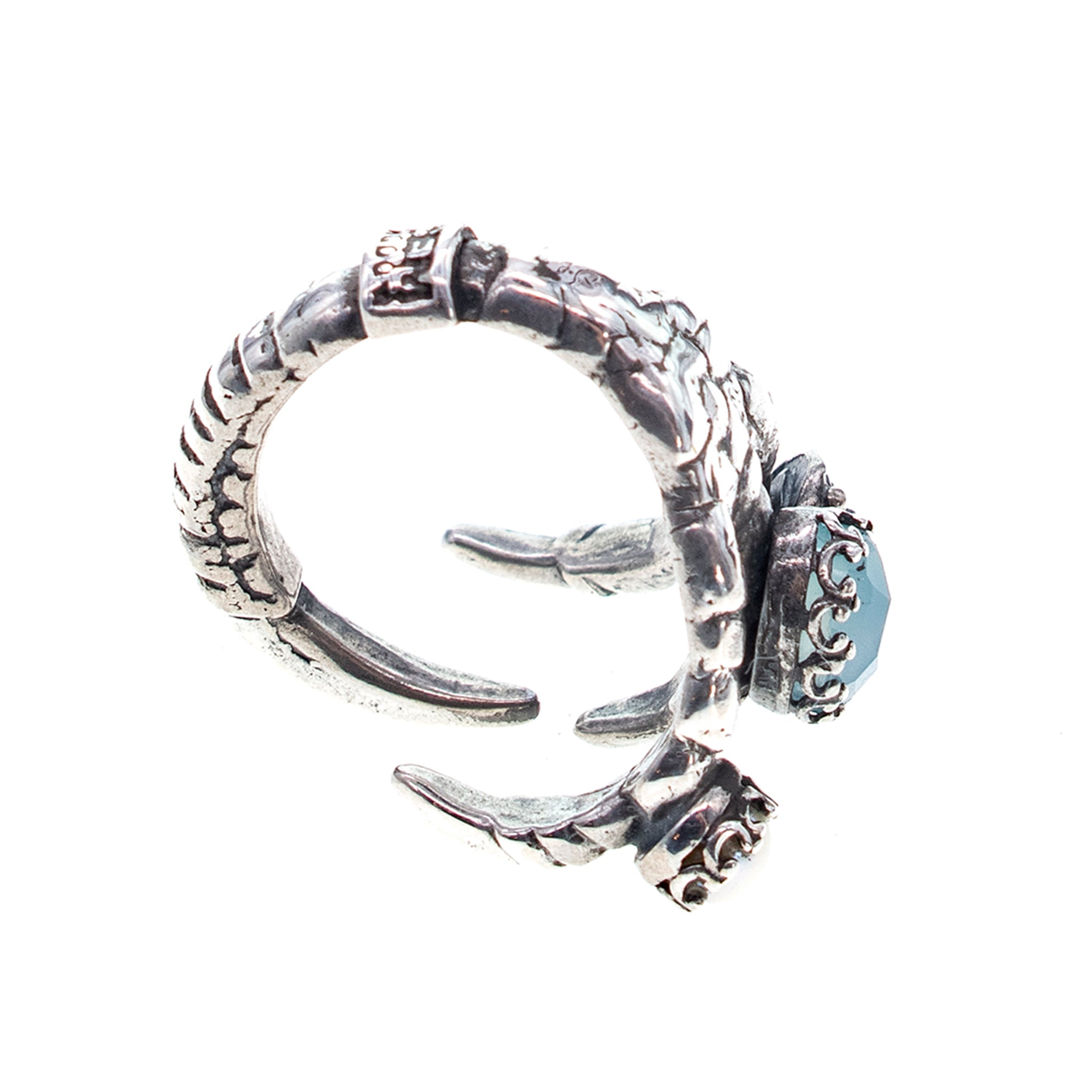 Multi-Stone Claw Ring Aqua – Sterling Silver – Gem Kingdom