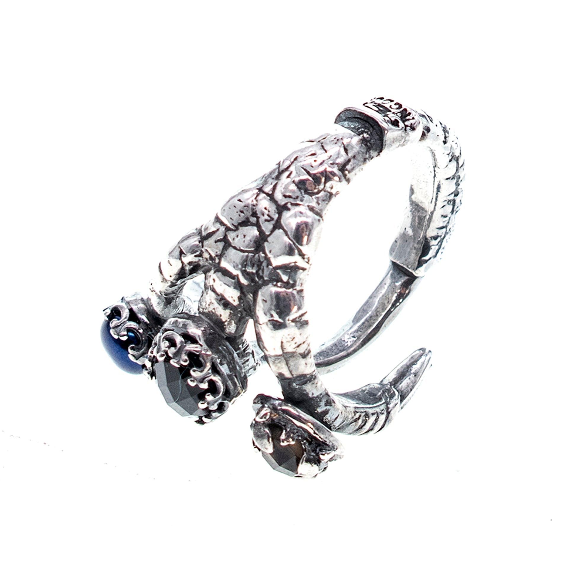 Multi-Stone Claw Ring Dark – Sterling Silver – Gem Kingdom