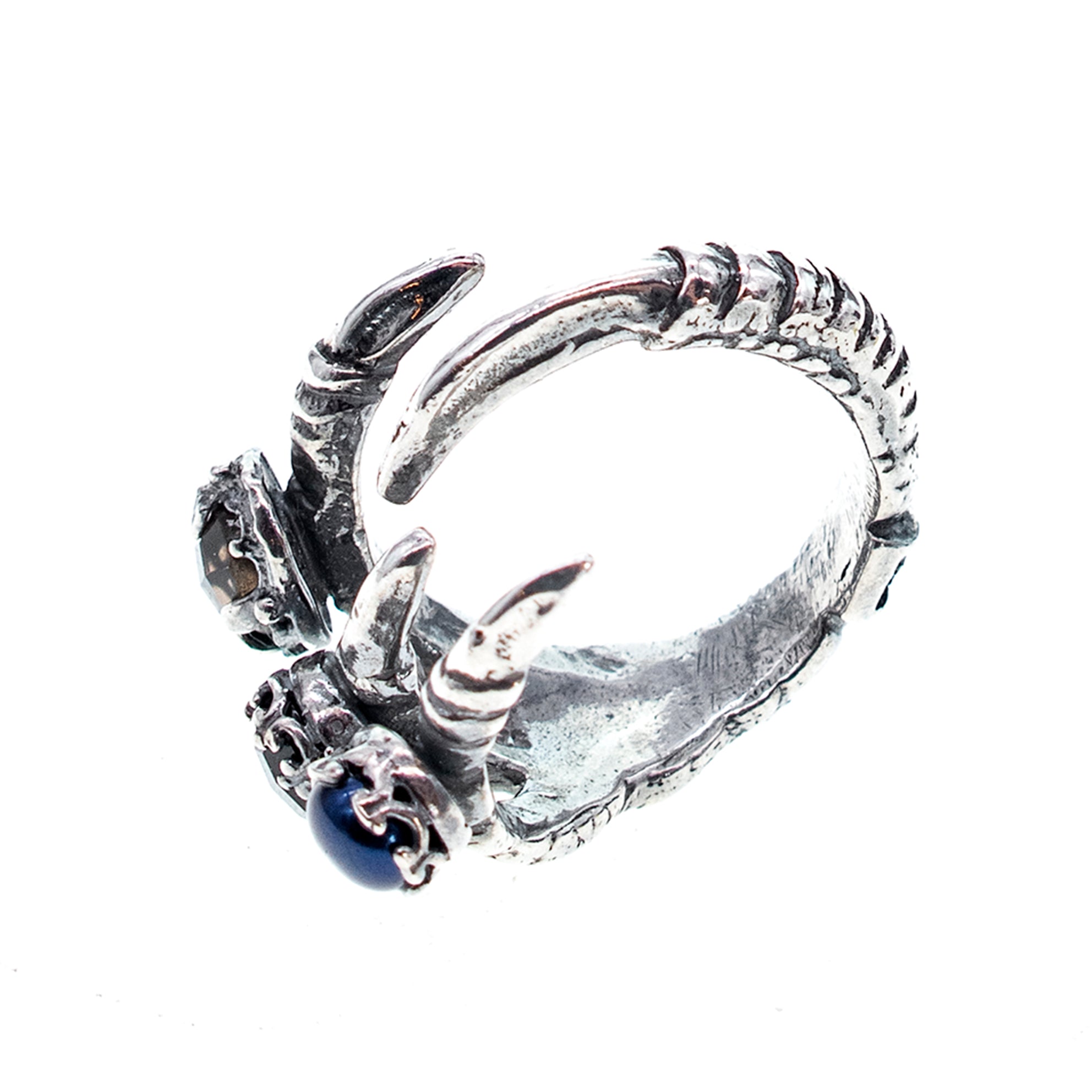 Multi-Stone Claw Ring Dark – Sterling Silver – Gem Kingdom