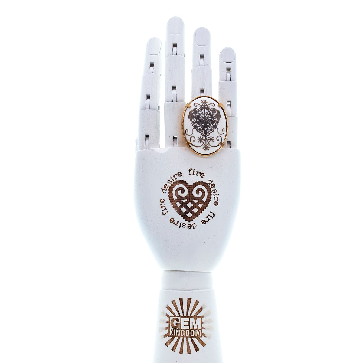 Lace Heart Ring White – Gold Plated – Gem Kingdom