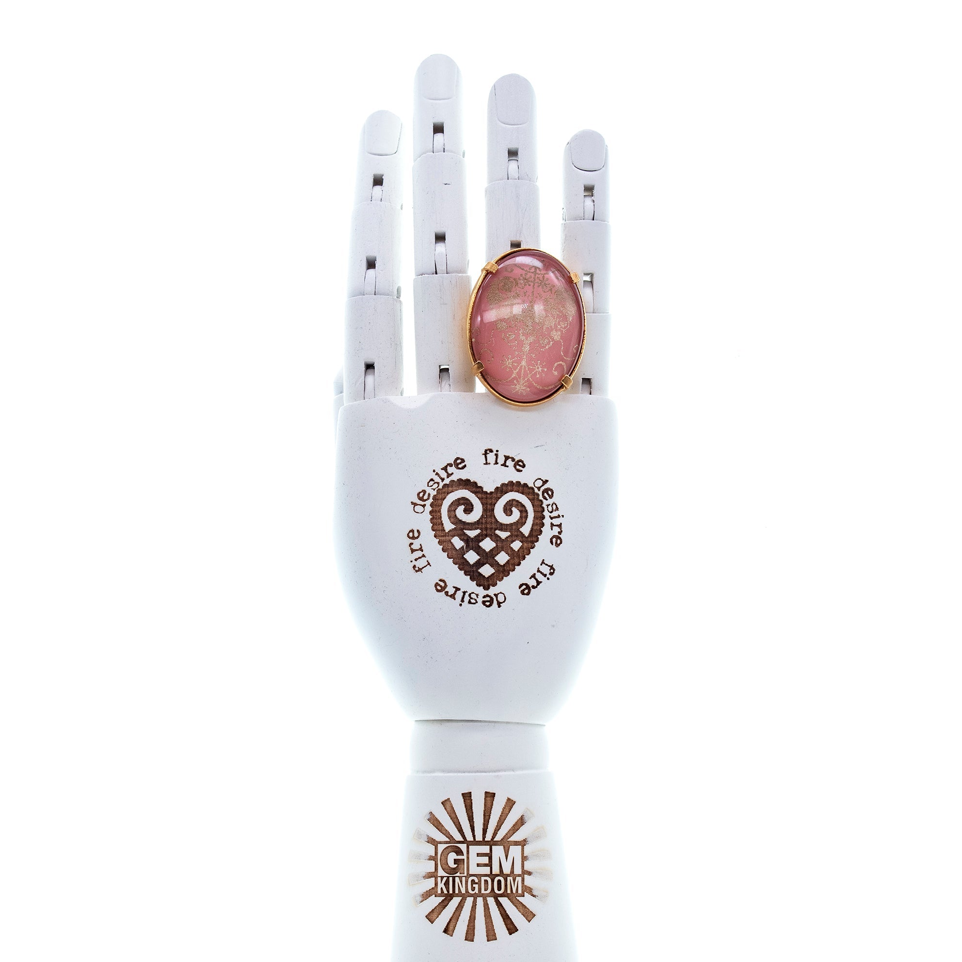 Pink Intaglio Statement Ring – Gold Plated – Gem Kingdom