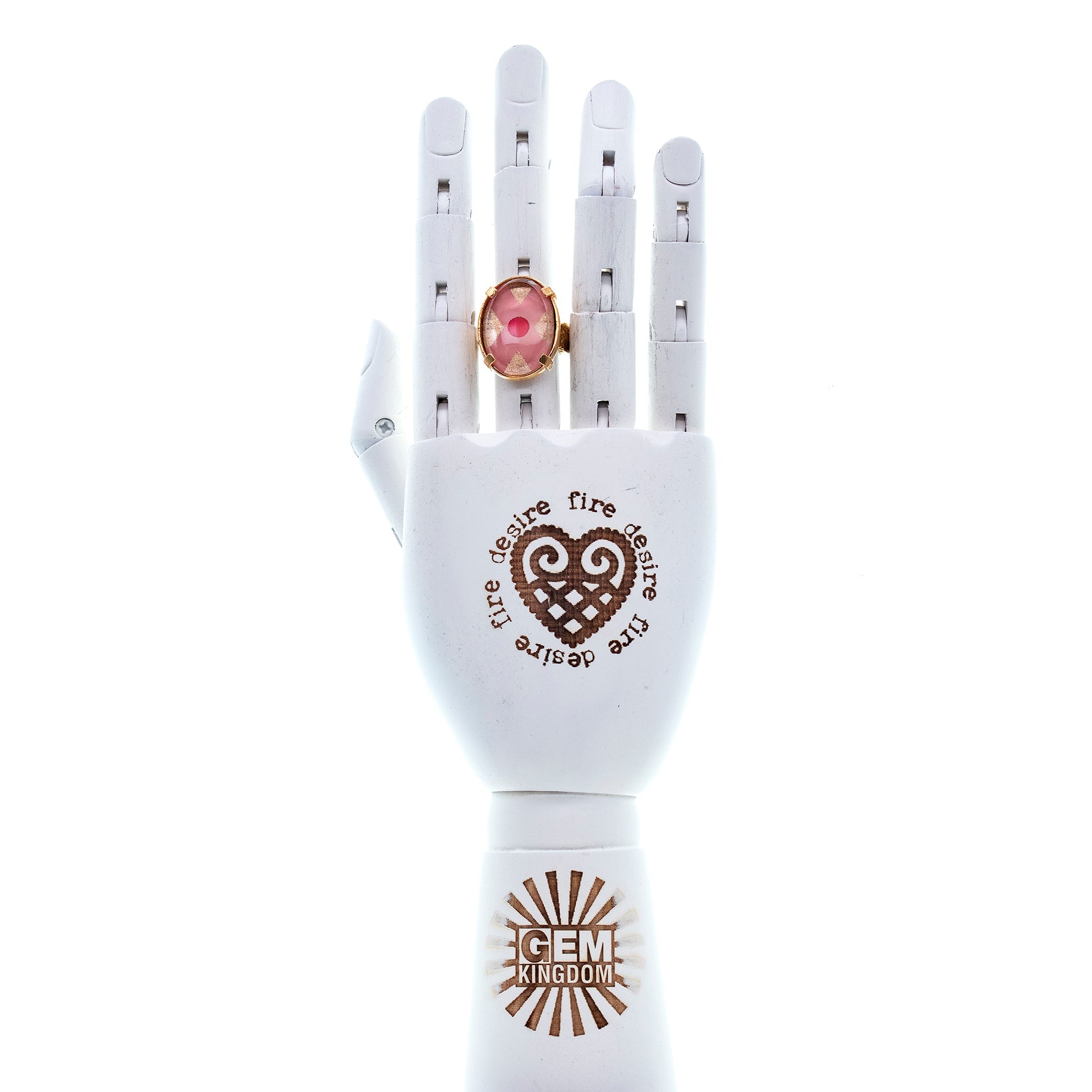 Pink Cross Intaglio Ring – Gold Plated – Gem Kingdom