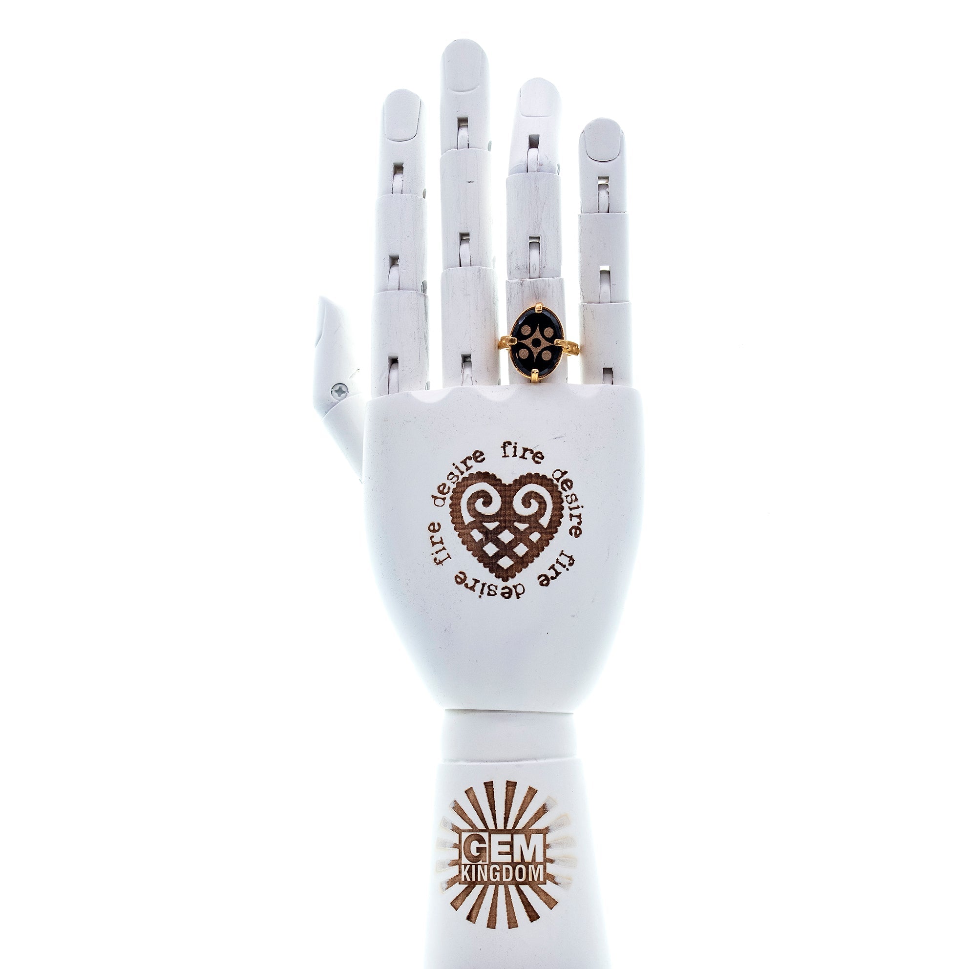 Black Star Intaglio Statement Ring – Gold Plated – Gem Kingdom
