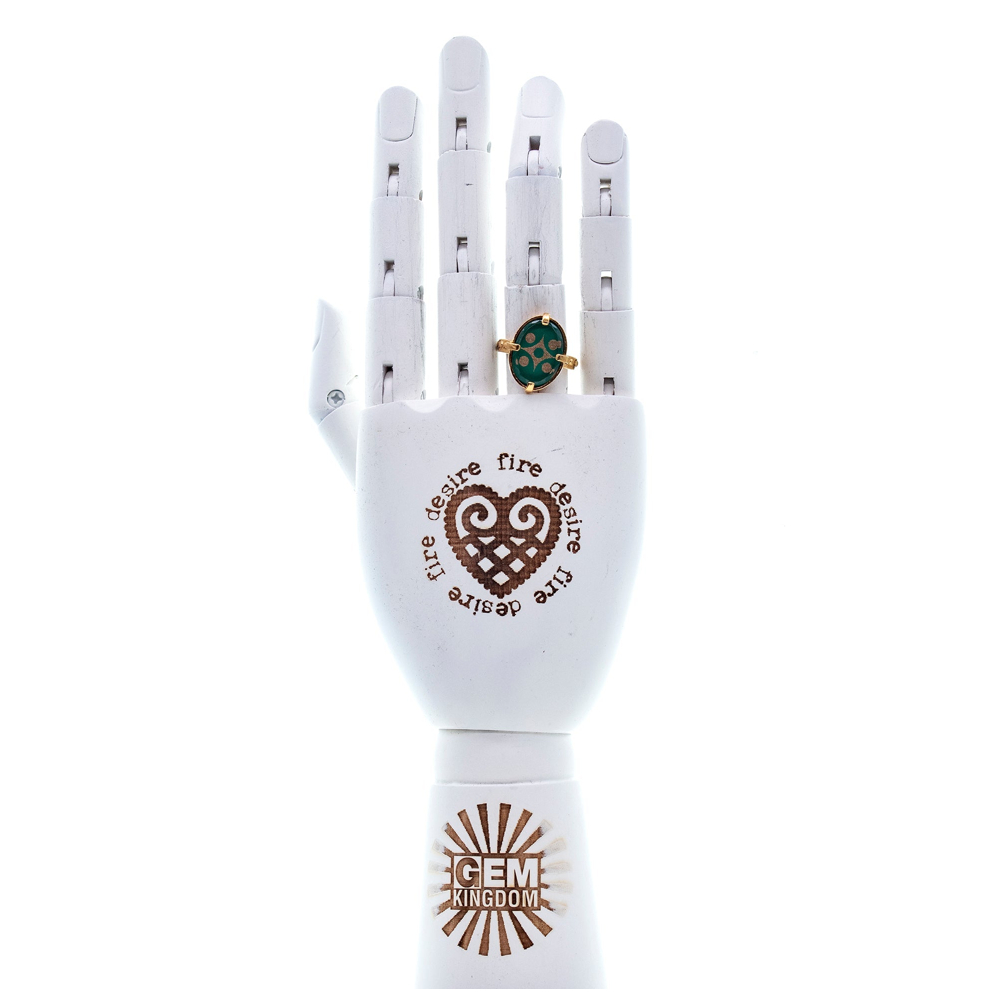 Green Star Intaglio Statement Ring – Gold Plated – Gem Kingdom